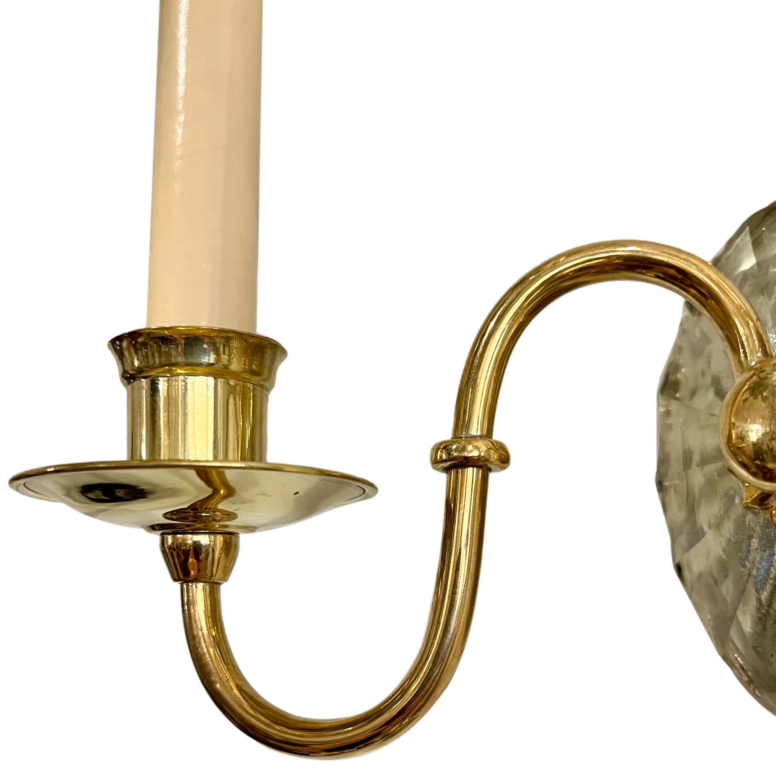 Mid-20th Century Set of Bronze & Molded Glass Sconces, Sold Per Pair For Sale