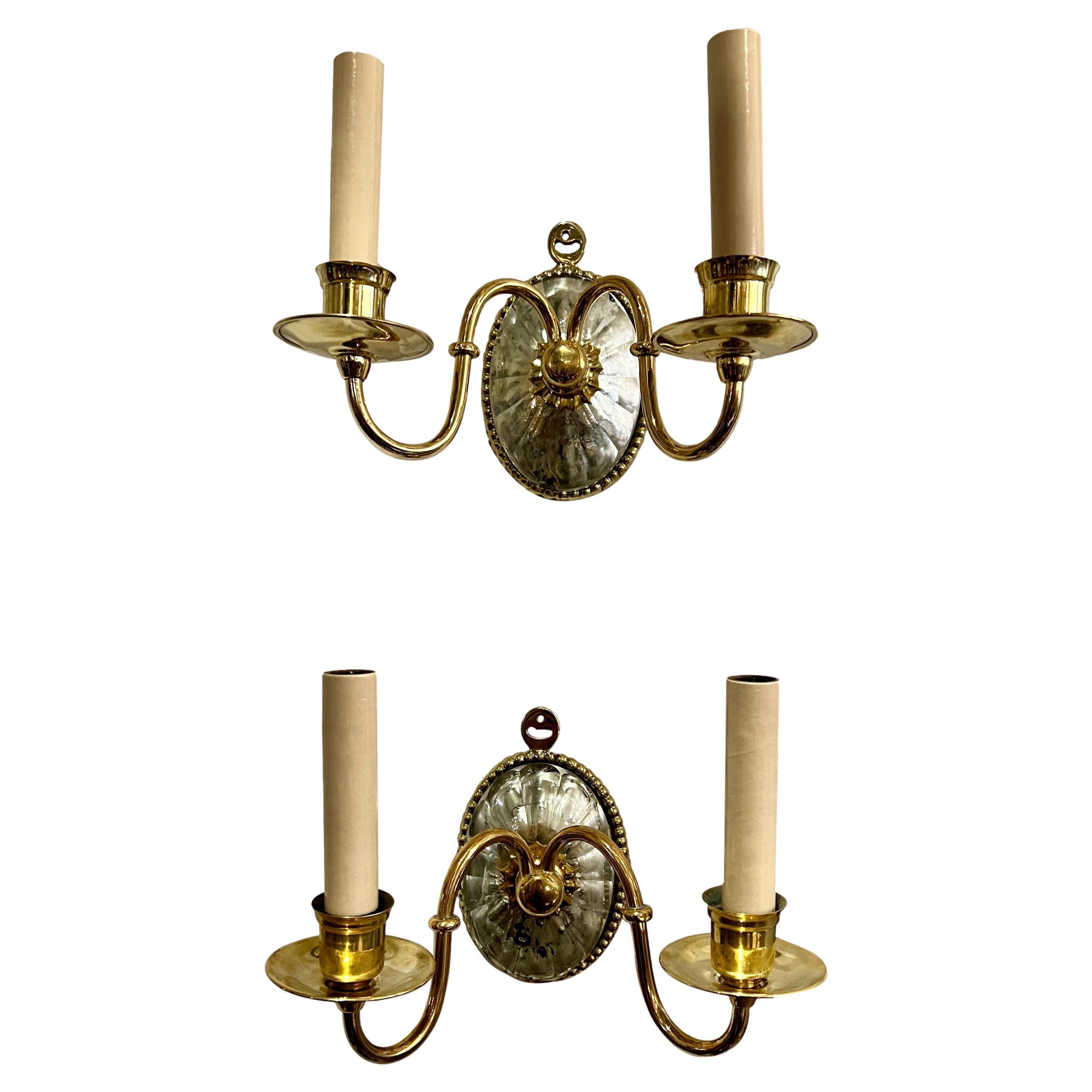 Set of Bronze & Molded Glass Sconces, Sold Per Pair For Sale