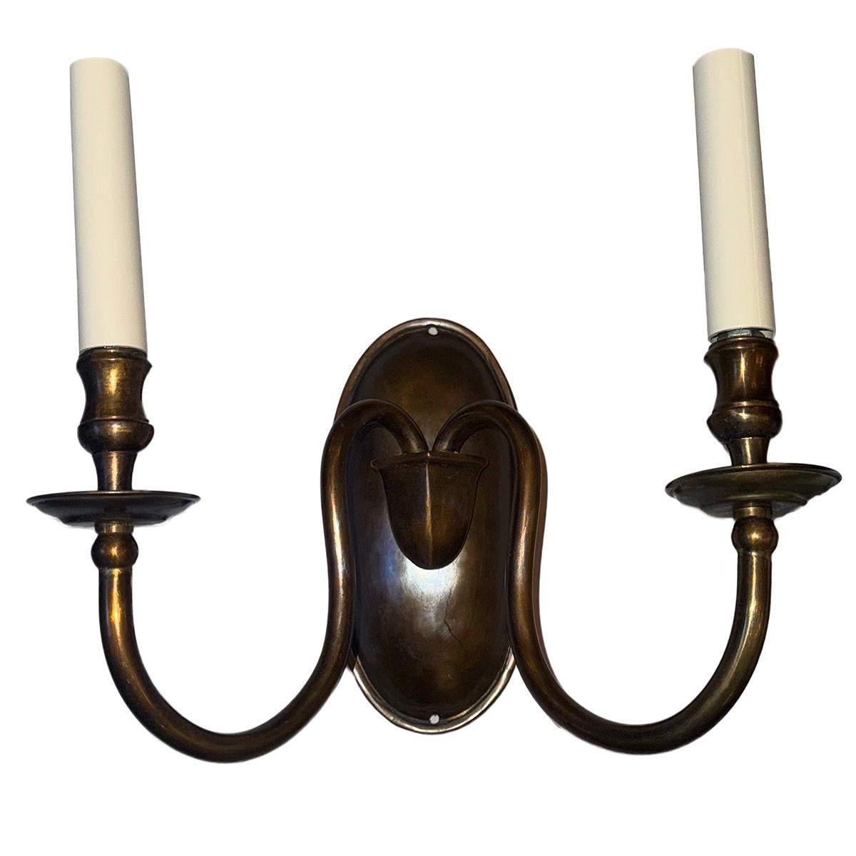 Americano Set di lampade neoclassiche in bronzo, vendute a coppie in vendita