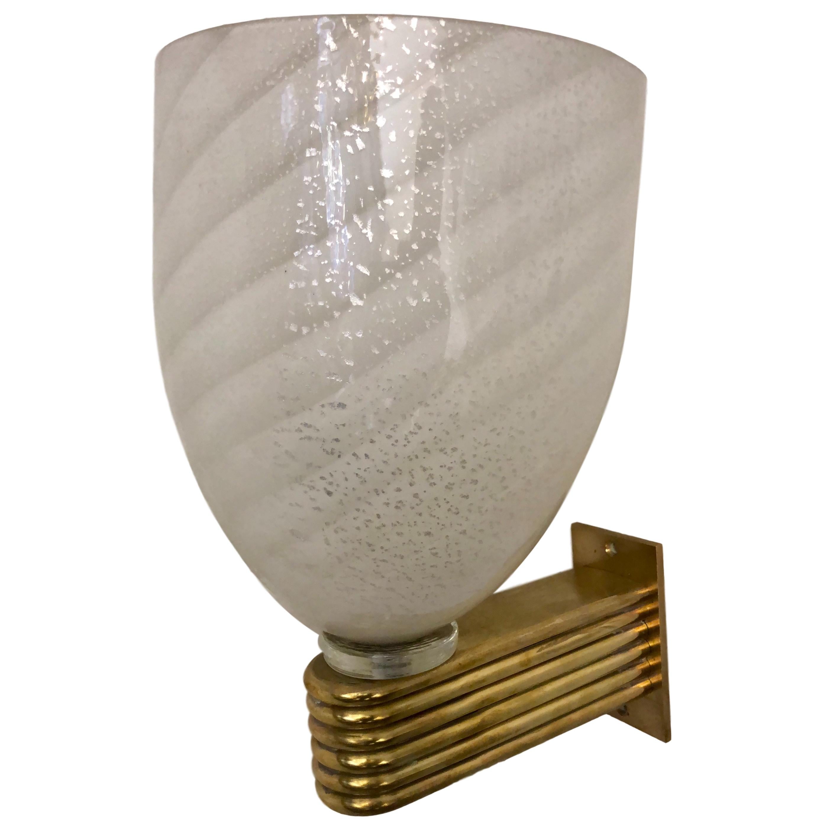 Set of Bronze Sconces with Murano Glass Shades, Sold in Pairs For Sale 1