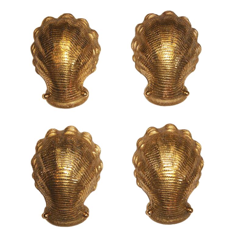 Gilt Set of Bronze Shell-Shaped Sconces, Sold per Pair For Sale