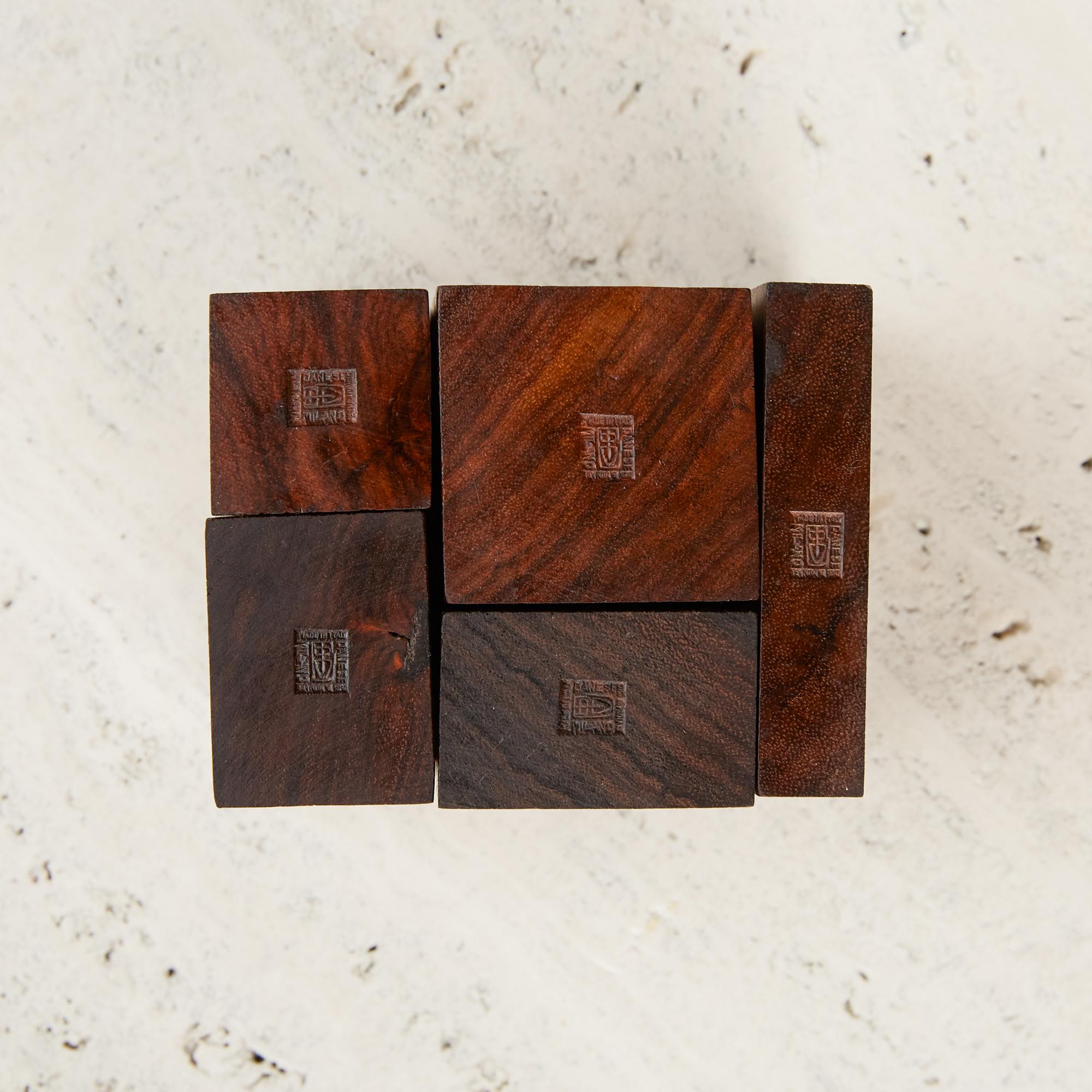 Italian Set of Bruno Munari for Danese Rosewood Rubber Mail Stamps For Sale