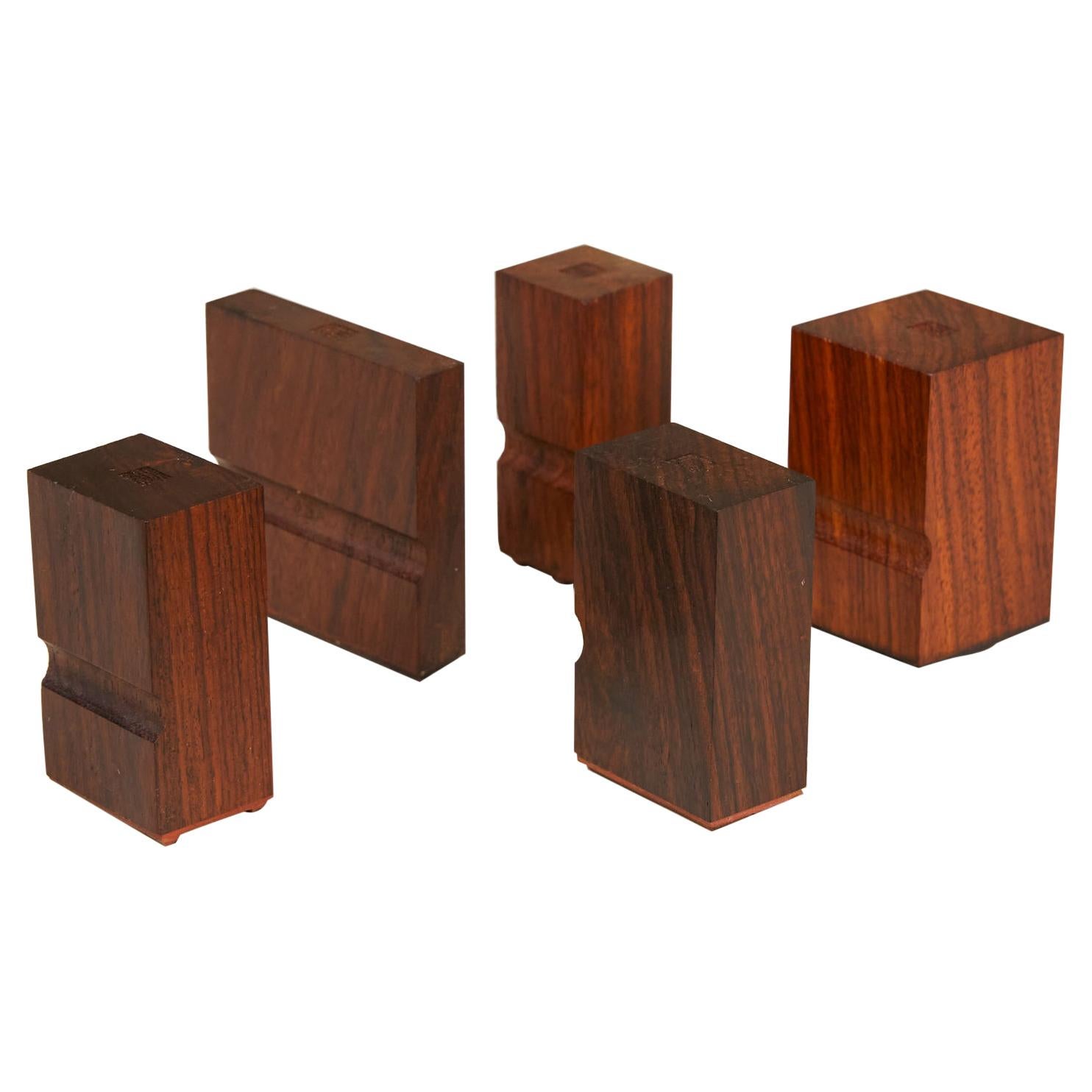 Set of Bruno Munari for Danese Rosewood Rubber Mail Stamps For Sale