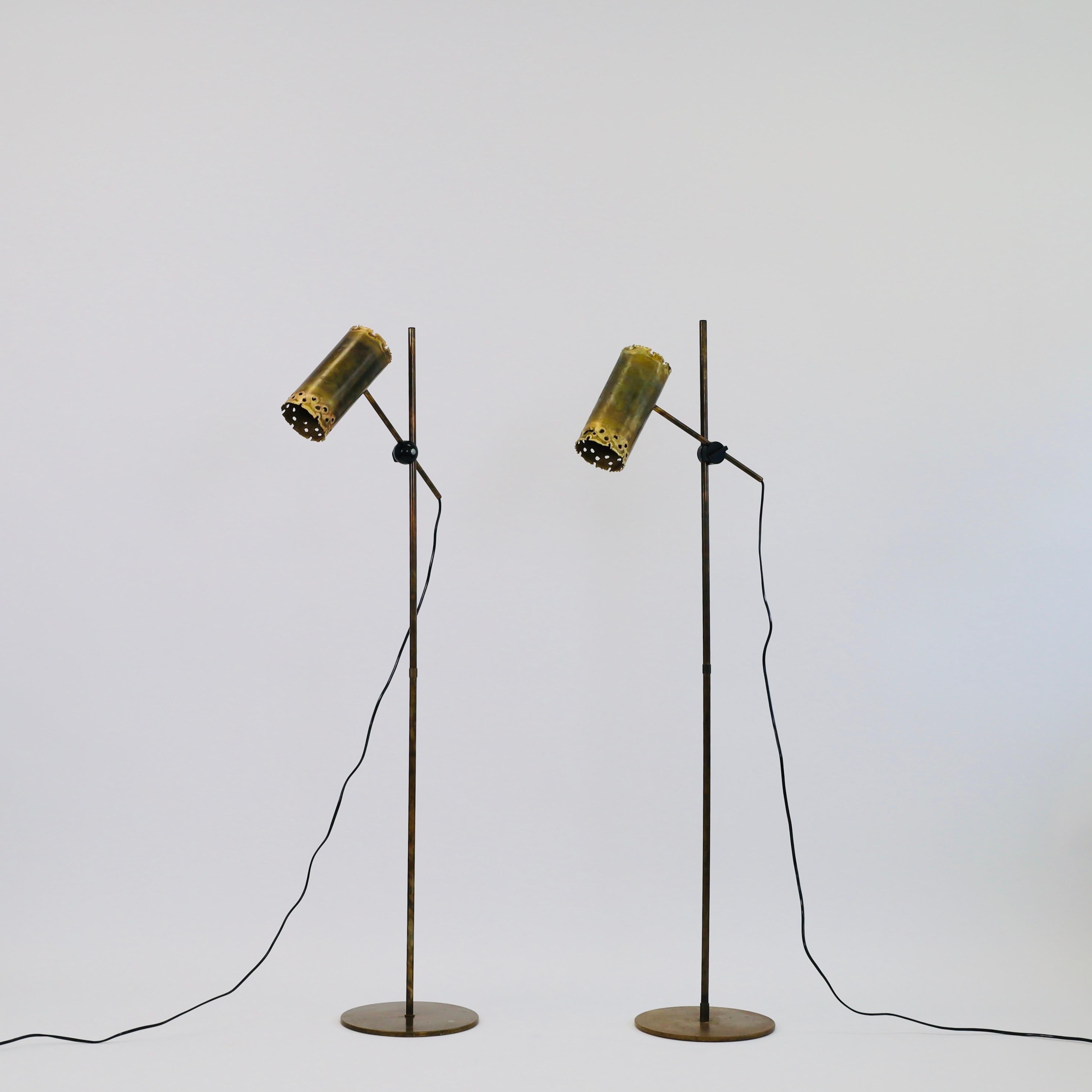 Set of brutalist brass floor lamps by Holm Sorensen, 1960s, Denmark For Sale 2