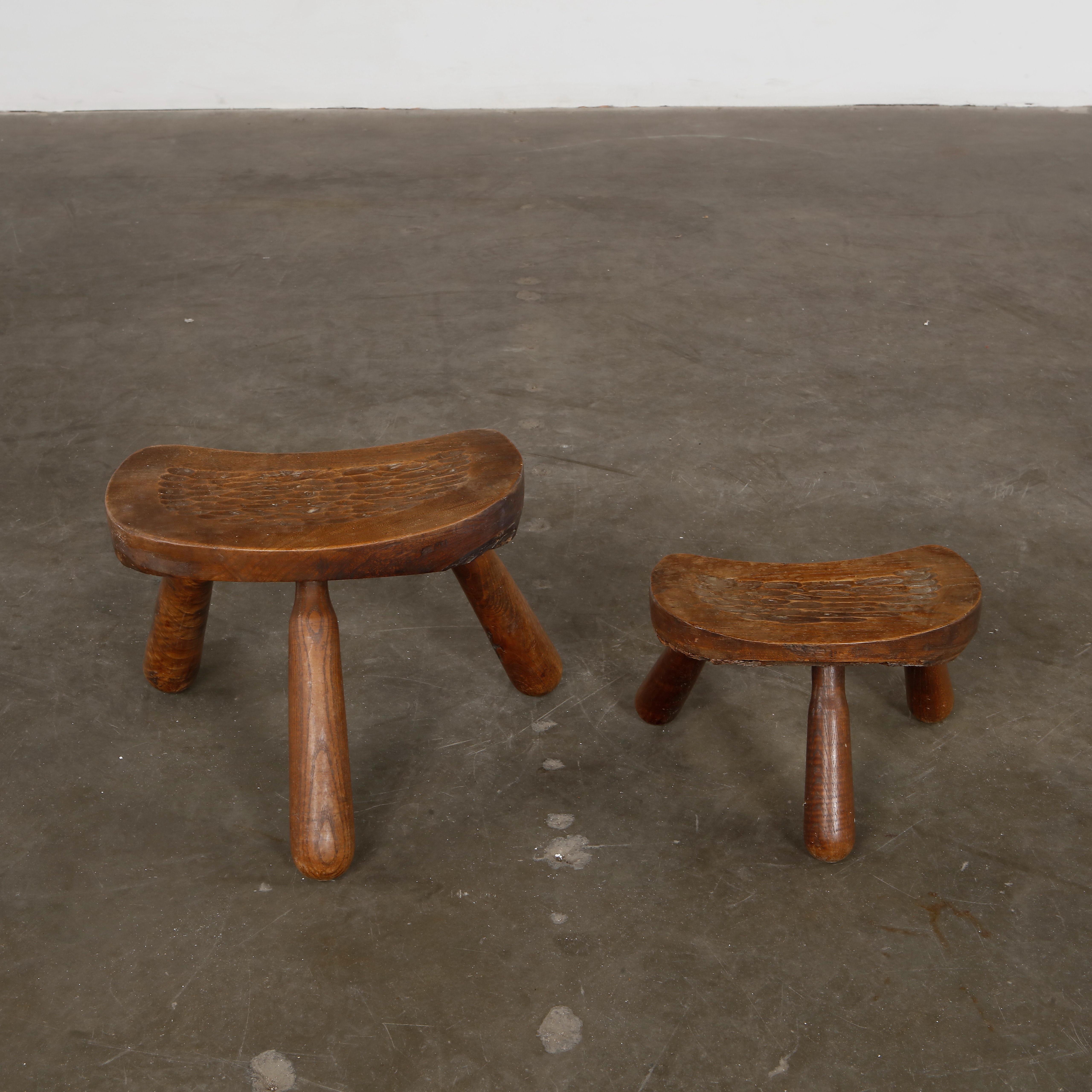 Set of Brutalist Coffee Table with Wooden Stools, 1960s For Sale 5