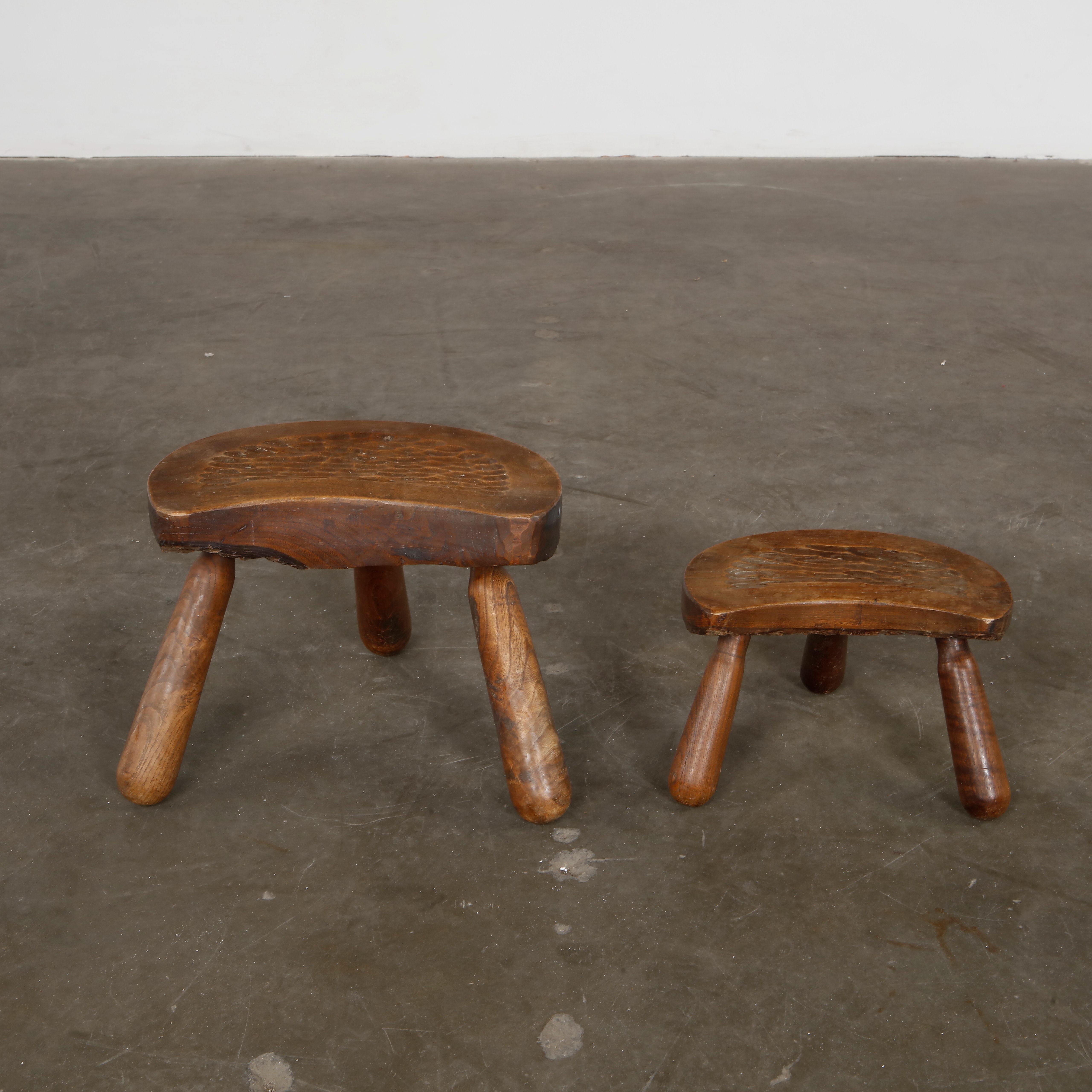 Set of Brutalist Coffee Table with Wooden Stools, 1960s For Sale 4