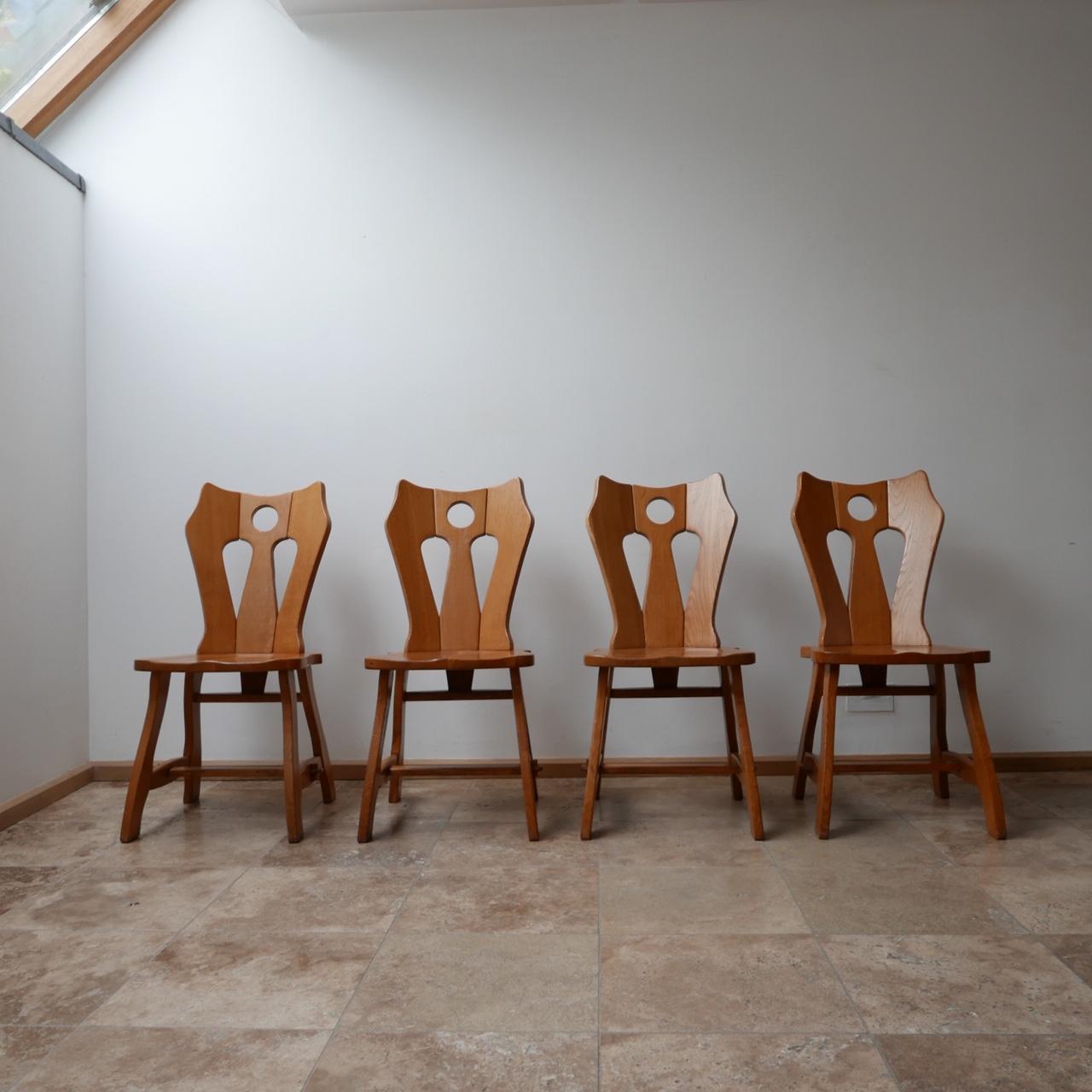 20th Century Set of Brutalist Midcentury Blonde Oak Dining Chairs