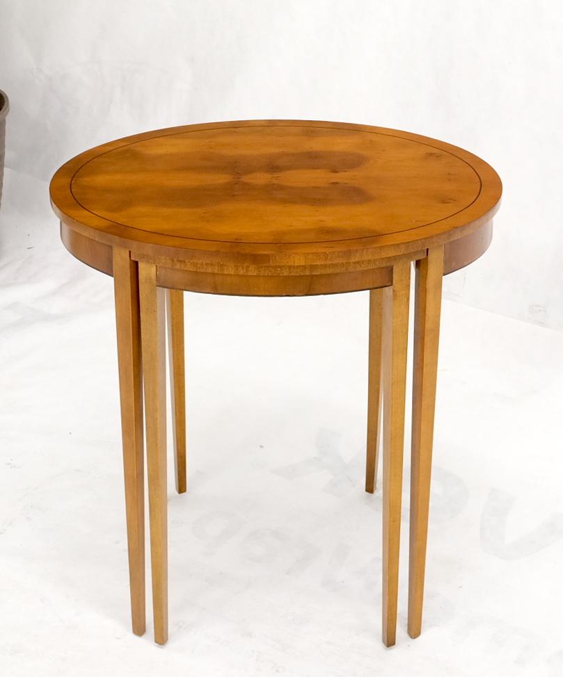Federal Set of Burl Wood Oval Nesting Tables by Baker For Sale