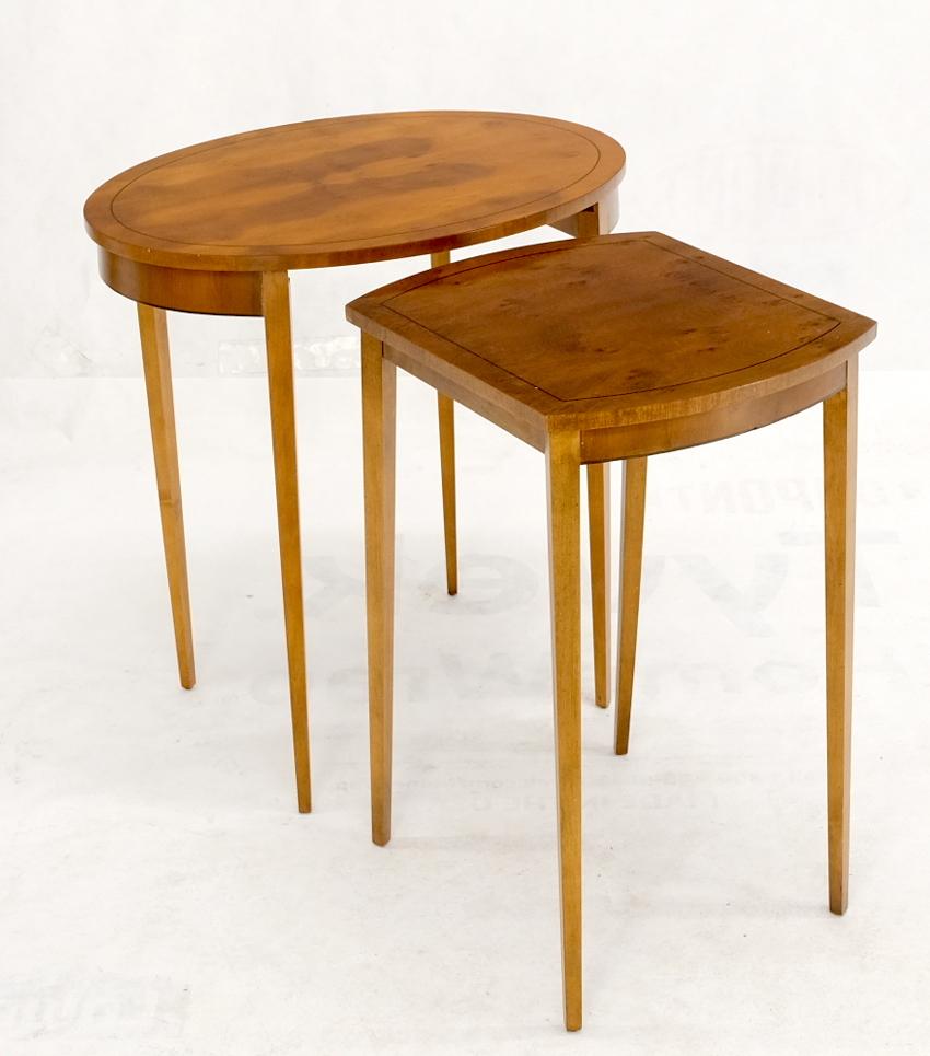 American Set of Burl Wood Oval Nesting Tables by Baker For Sale