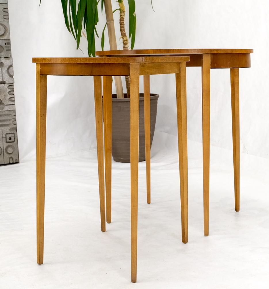 Lacquered Set of Burl Wood Oval Nesting Tables by Baker For Sale