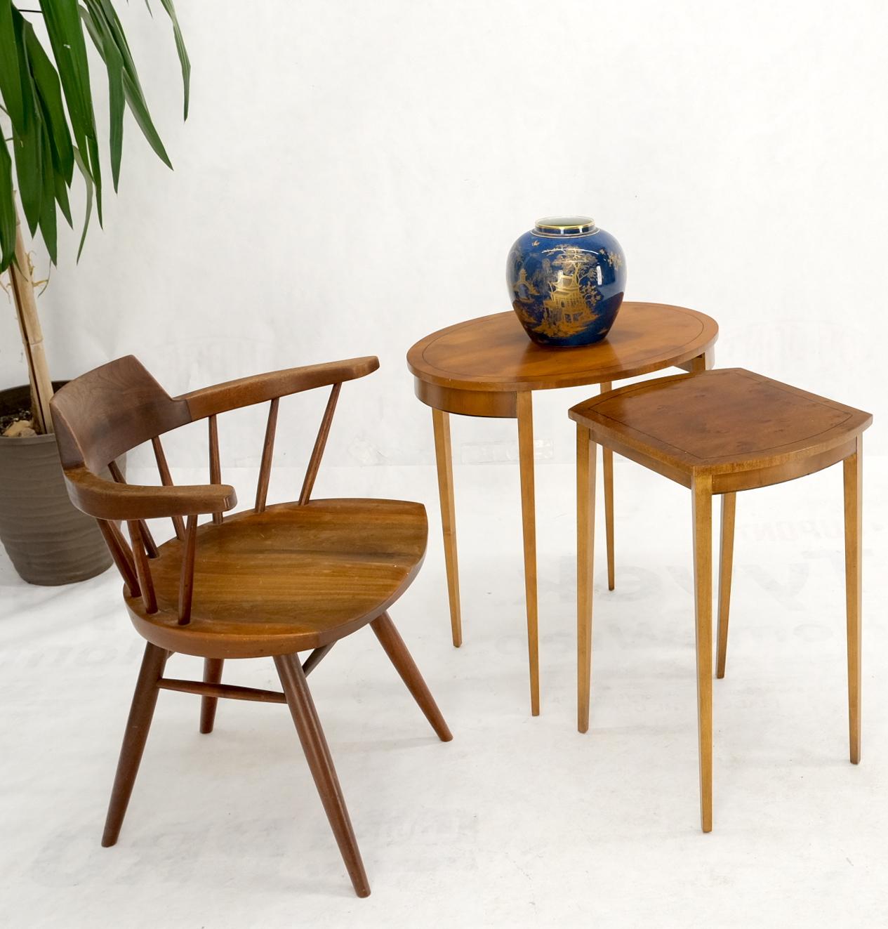 Set of Burl Wood Oval Nesting Tables by Baker In Good Condition For Sale In Rockaway, NJ