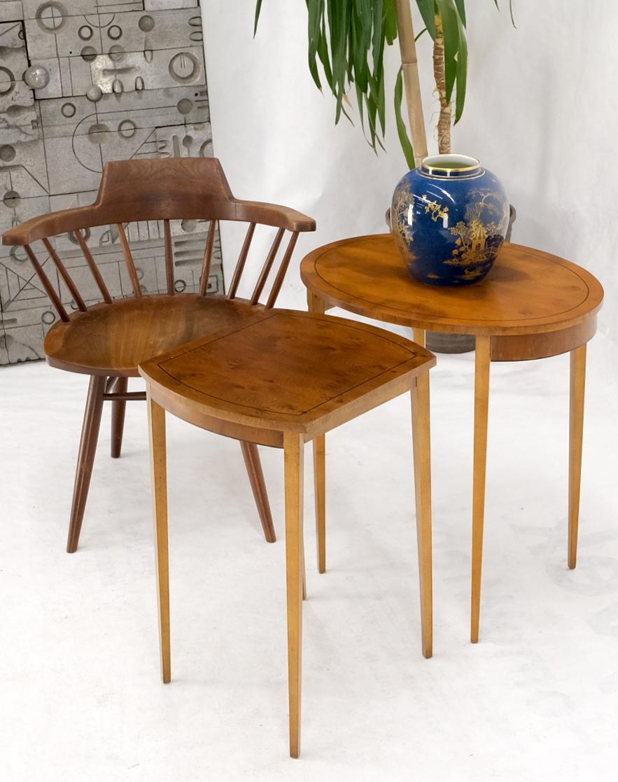 20th Century Set of Burl Wood Oval Nesting Tables by Baker For Sale
