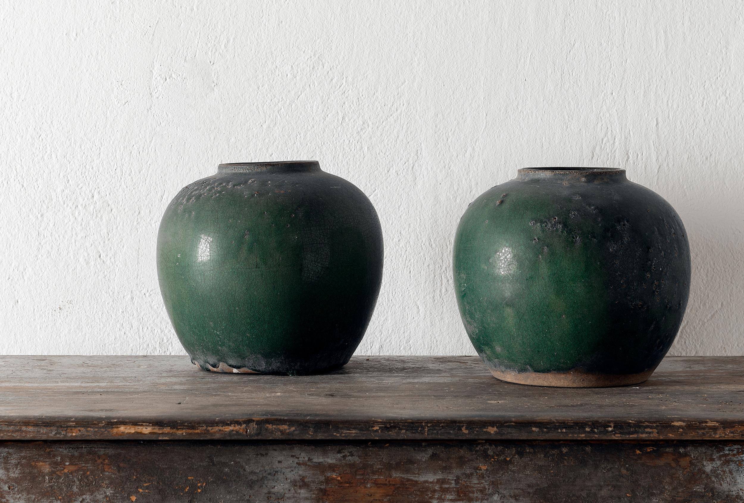 Set of circa 1880 Chinese Celadon Glazed Pots (Chinesischer Export)