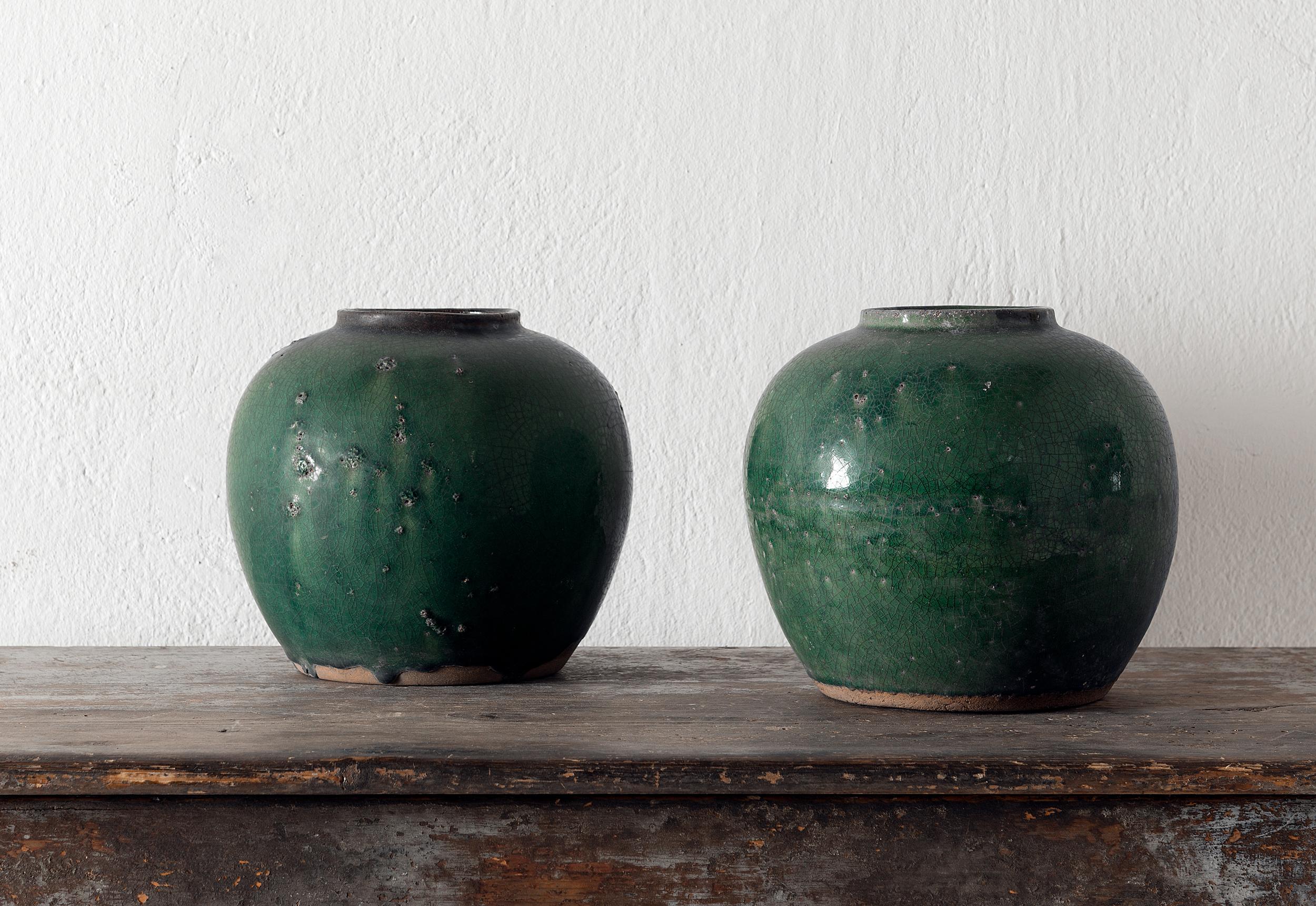Set of circa 1880 Chinese Celadon Glazed Pots In Good Condition In Jesteburg, DE