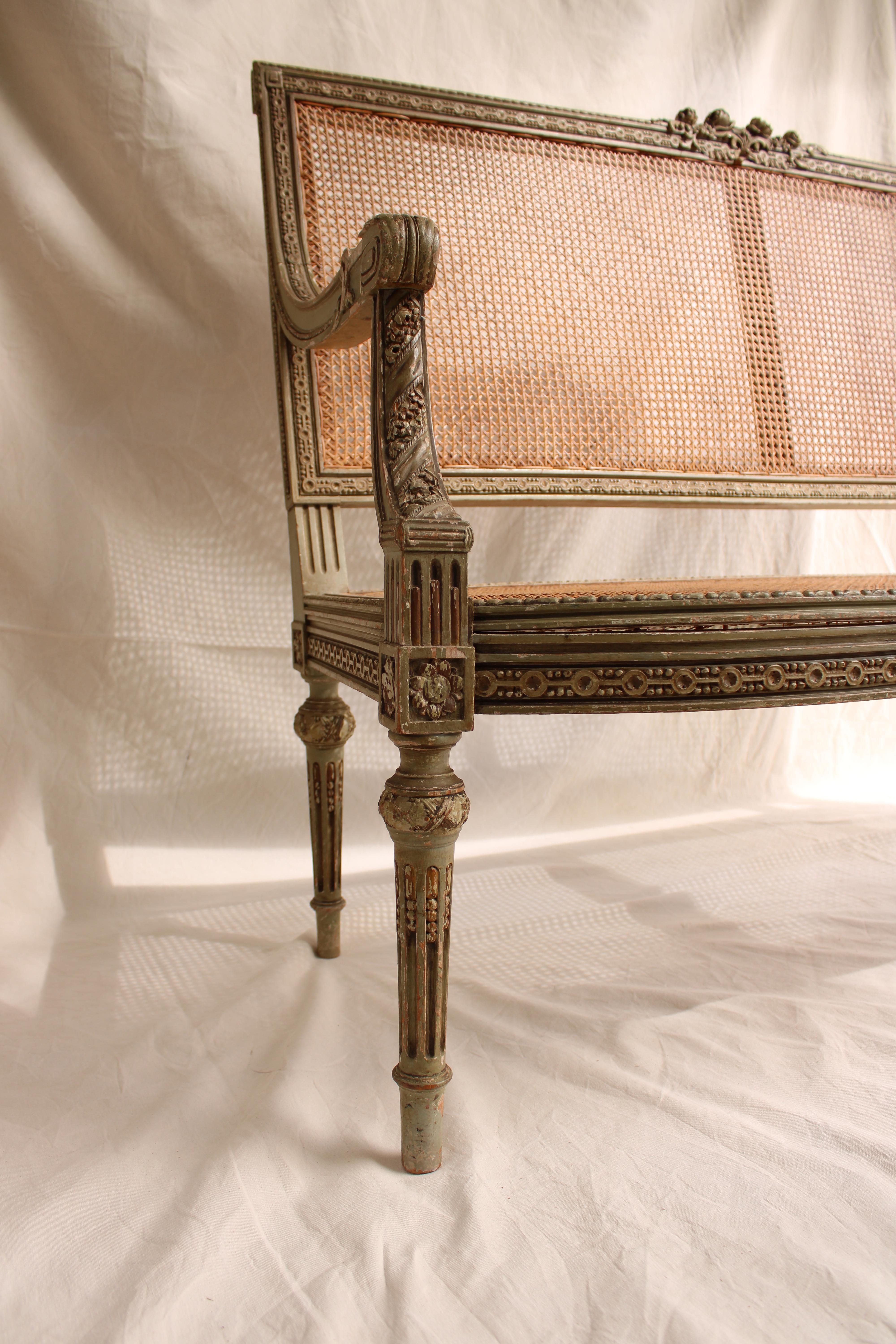 Beech Set of Canapé and Two Louis XVI Style Armchairs
