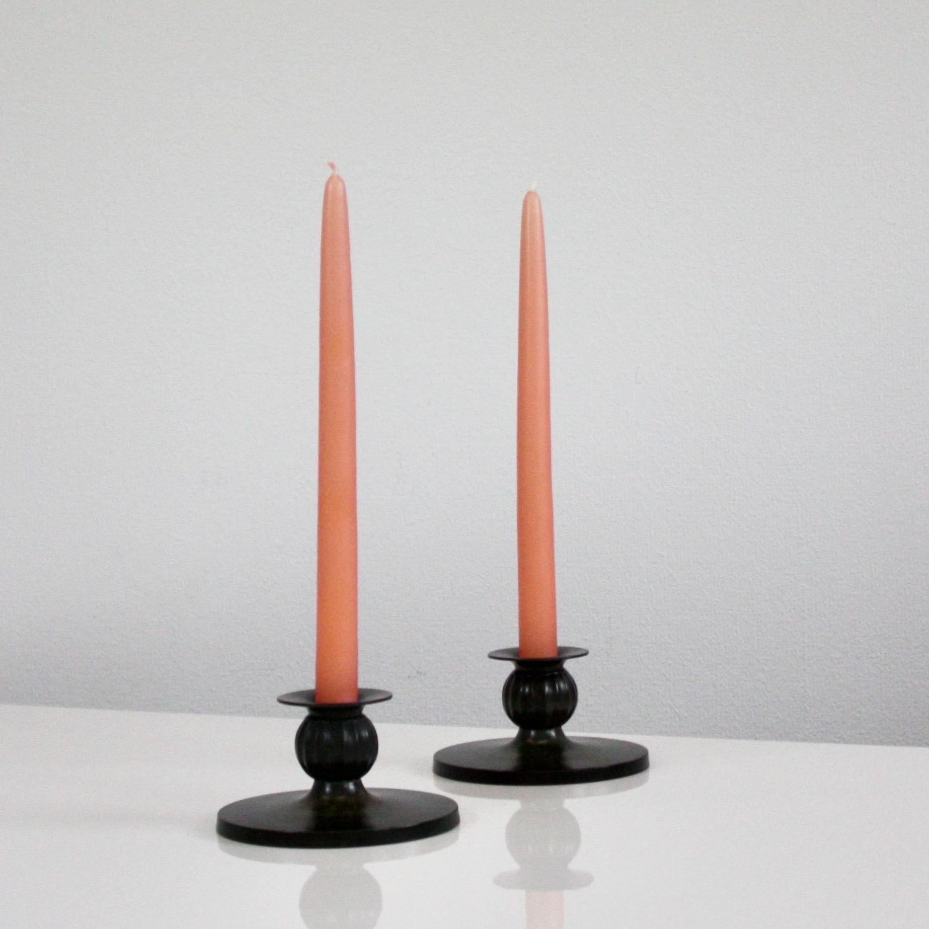 Set of Just Andersen candle holders, 1930s, Denmark 3
