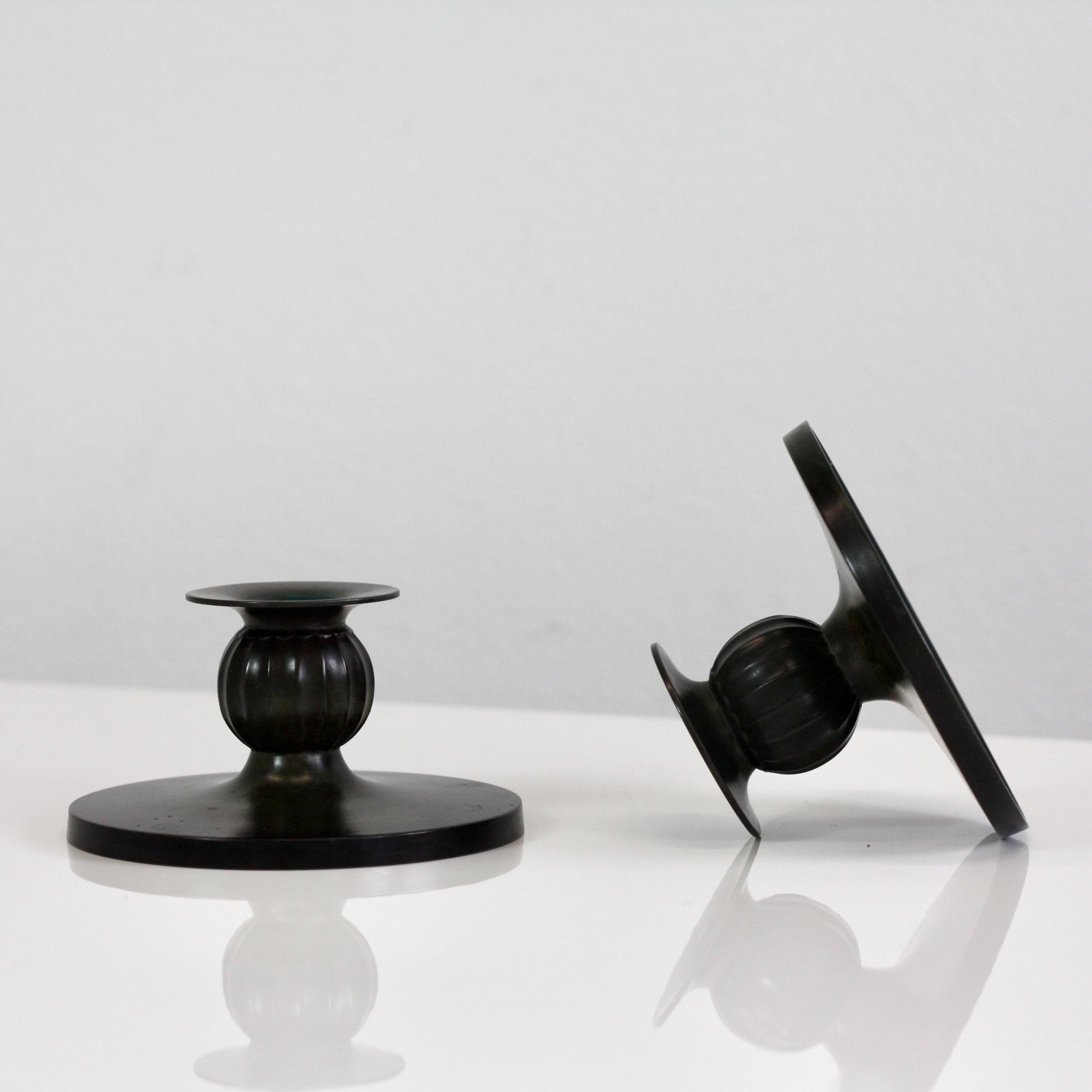 Set of Just Andersen candle holders, 1930s, Denmark In Good Condition In Værløse, DK