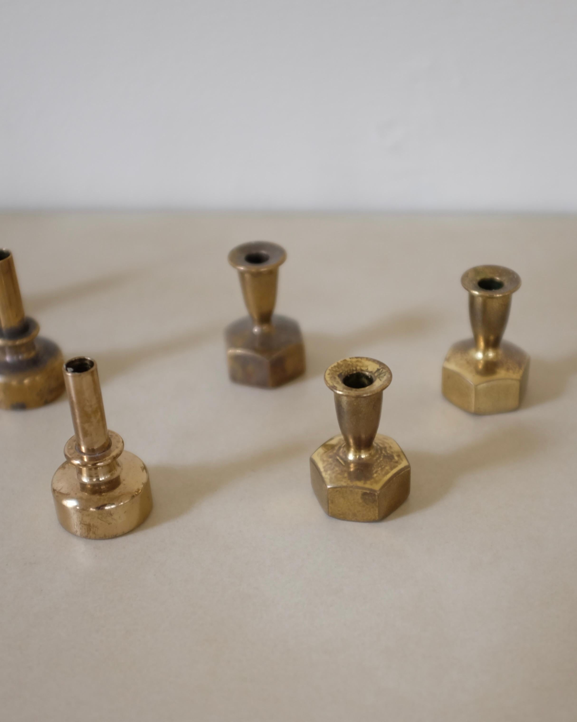 Ottone Set of Candle holders in Modell L125 and L 92 by Hans-Agne Jakobsson in vendita