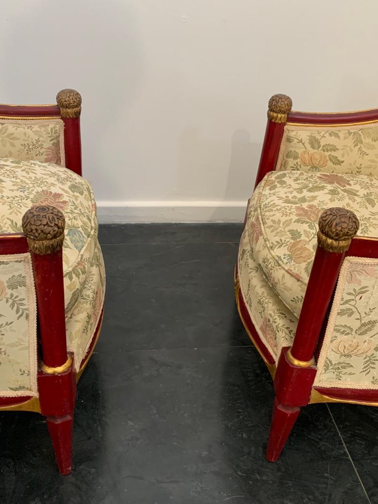 Ensemble de fauteuils laqués rouge cardinal Bon état - En vente à Montelabbate, PU