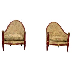 Set of Cardinal Red Lacquered Armchairs