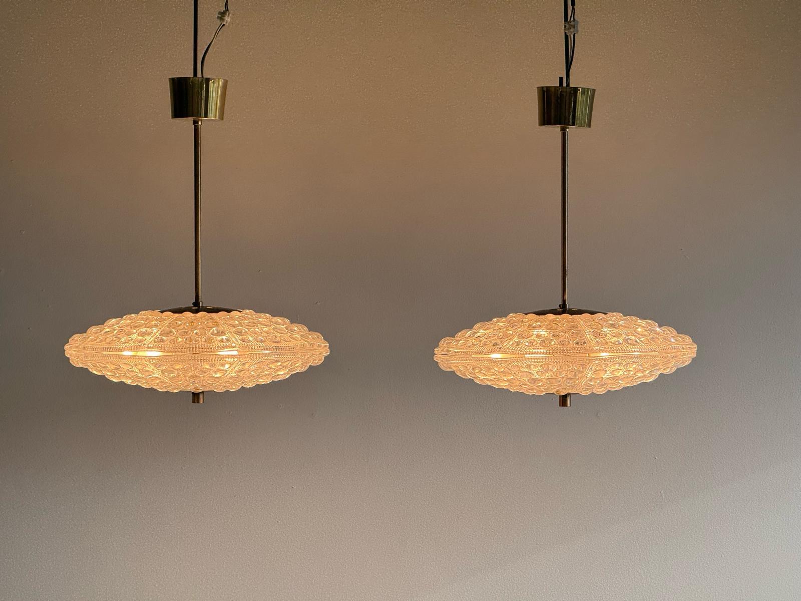 Italian Set of Carl Fagerlund for Orrefors Pendant Light for Lyfa, Denmark, 1960s For Sale