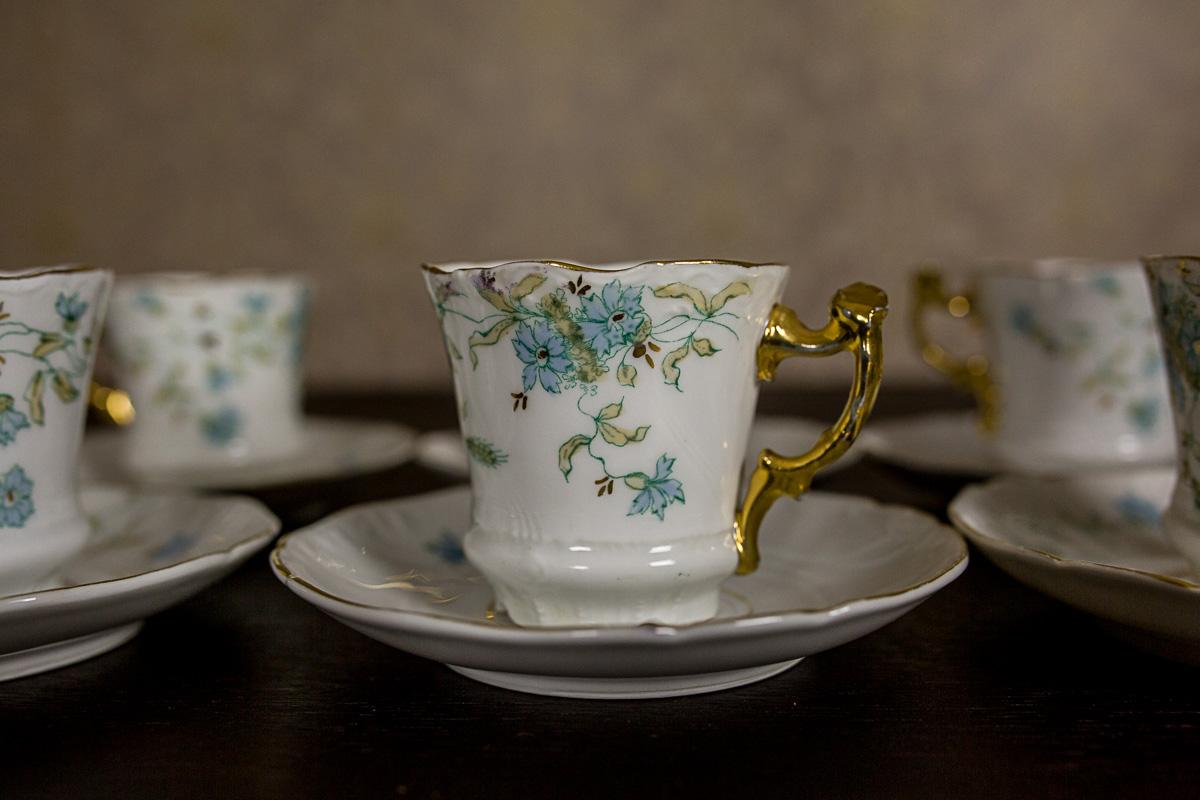 German Set of Carl Tielsch Cups and Saucers, circa 1870-1900 For Sale