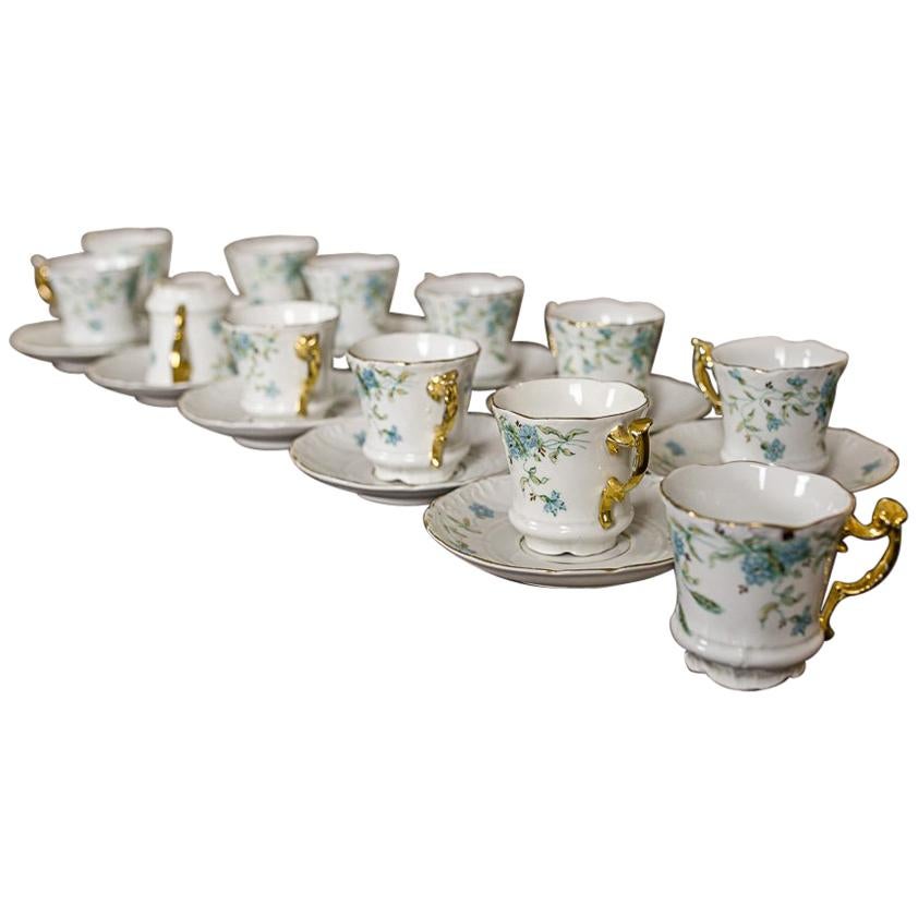 Set von Carl Tielsch-Tellern und Untertassen, um 1870-1900
