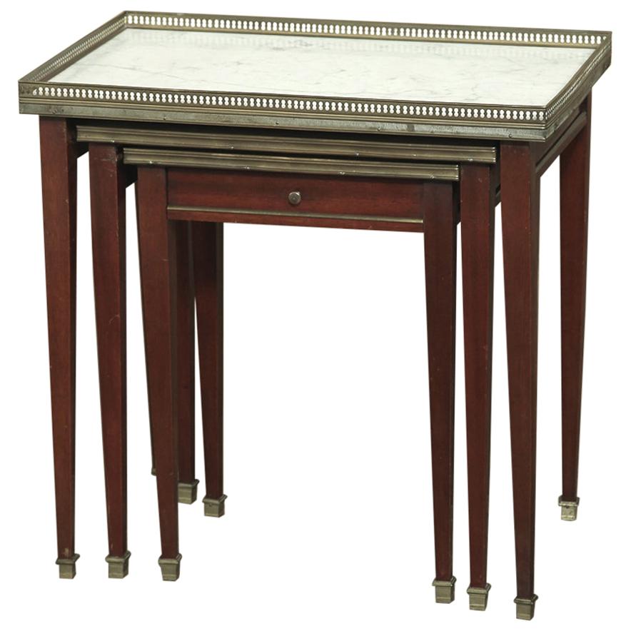 Set of Antique Directoire MarbleTop Nesting Tables at 1stDibs