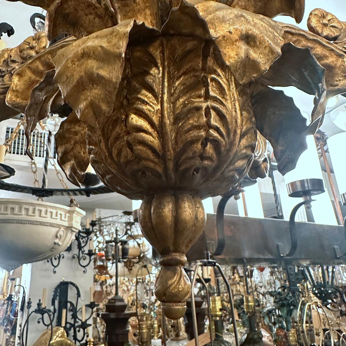 Set of  Carved and Gilt Wood Chandeliers, Sold Individually In Good Condition For Sale In New York, NY