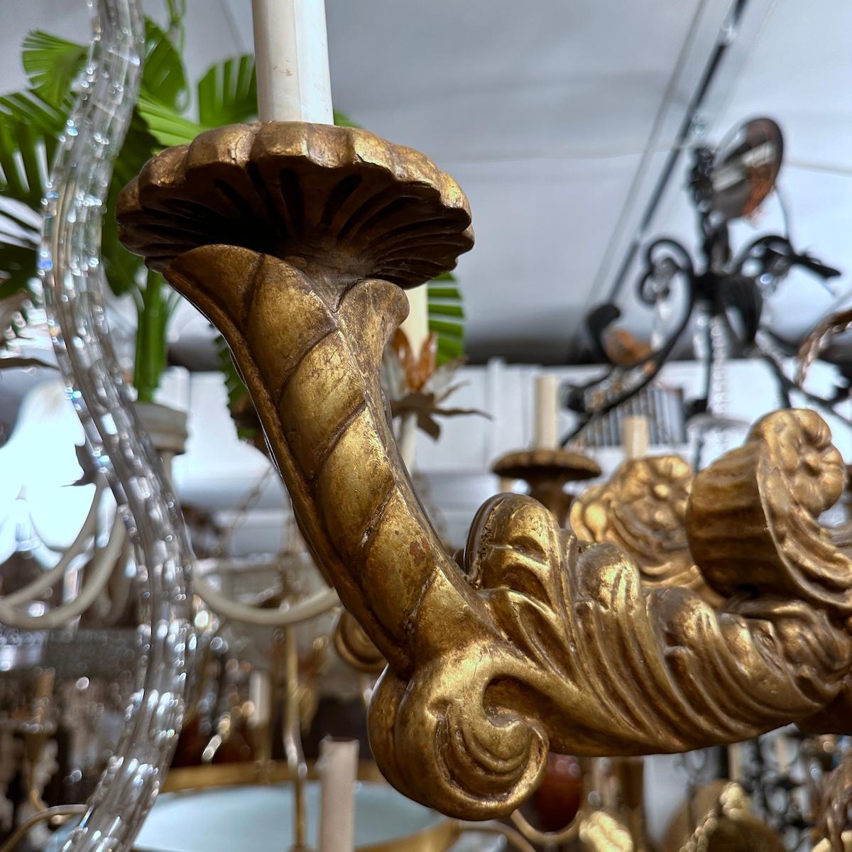 Giltwood Set of  Carved and Gilt Wood Chandeliers, Sold Individually For Sale