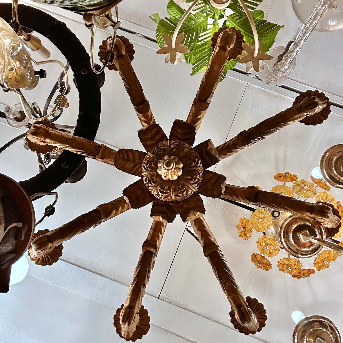 Set of  Carved and Gilt Wood Chandeliers, Sold Individually For Sale 1