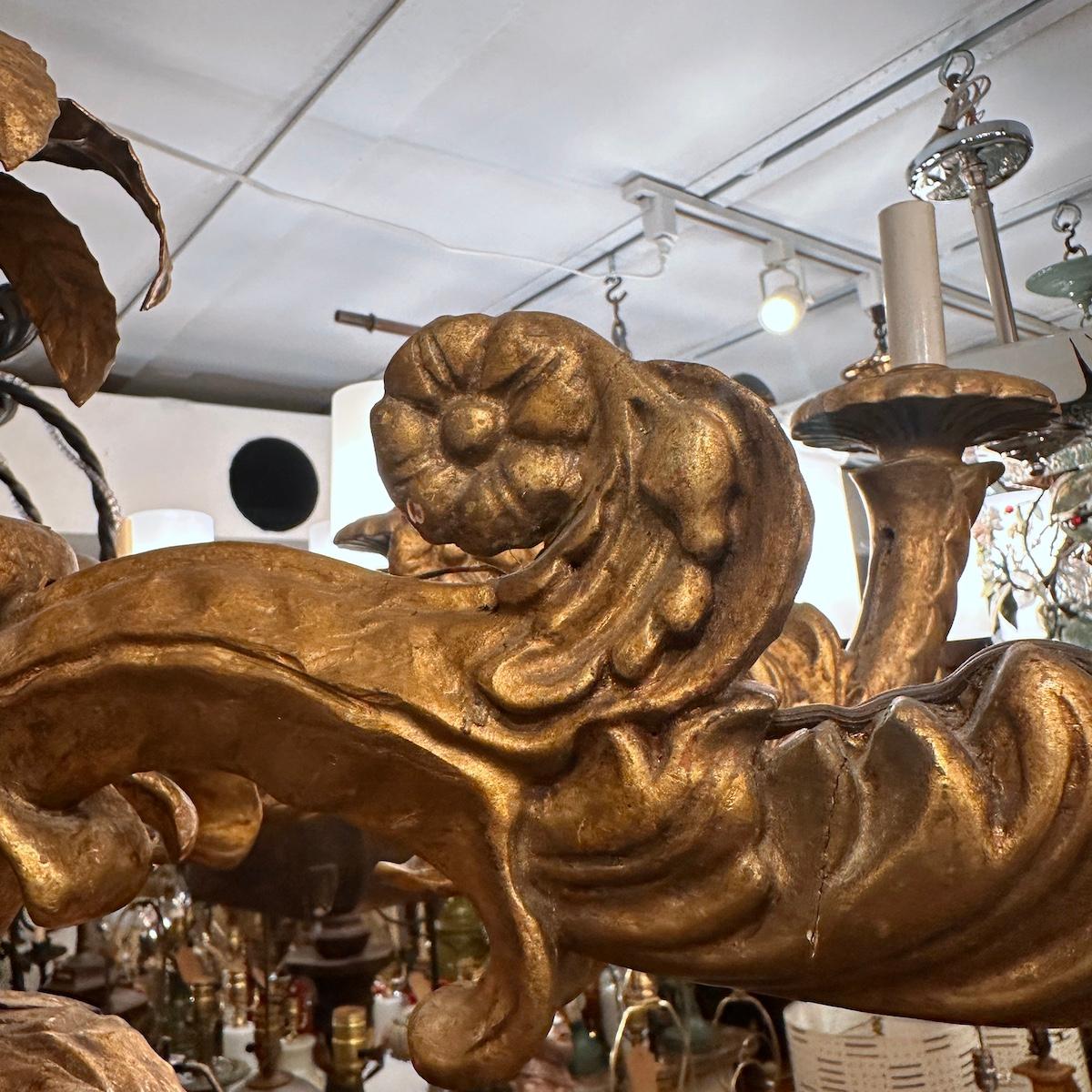 Set of  Carved and Gilt Wood Chandeliers, Sold Individually For Sale 2