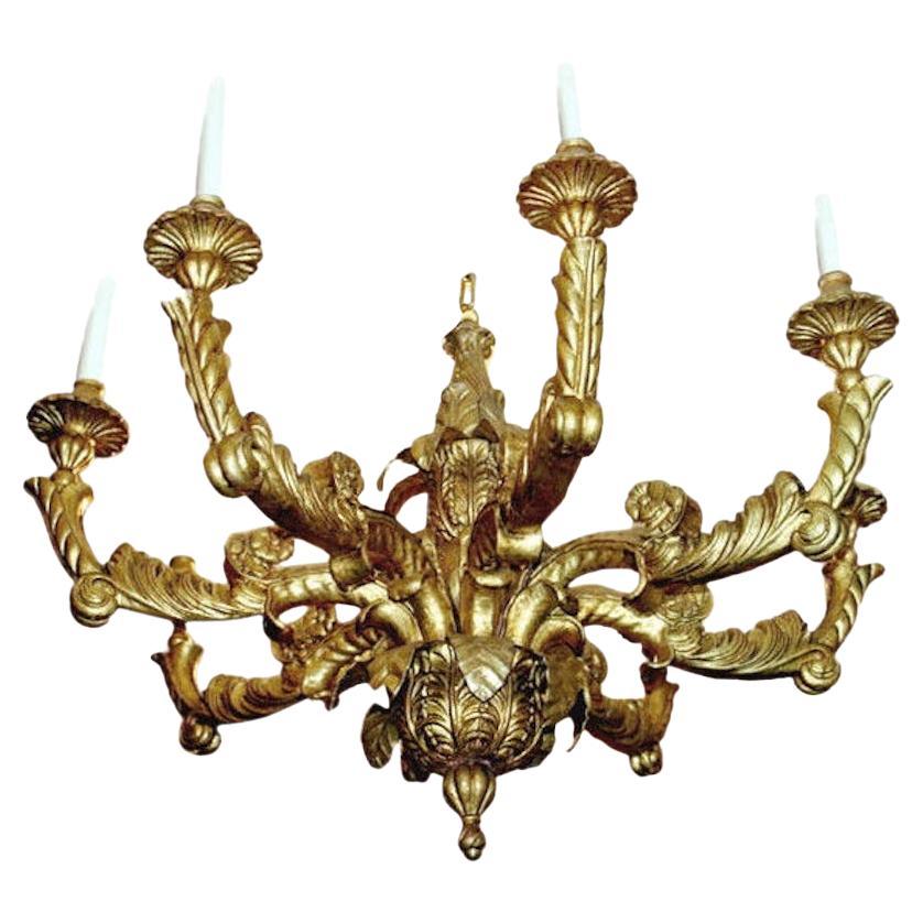Set of  Carved and Gilt Wood Chandeliers, Sold Individually For Sale