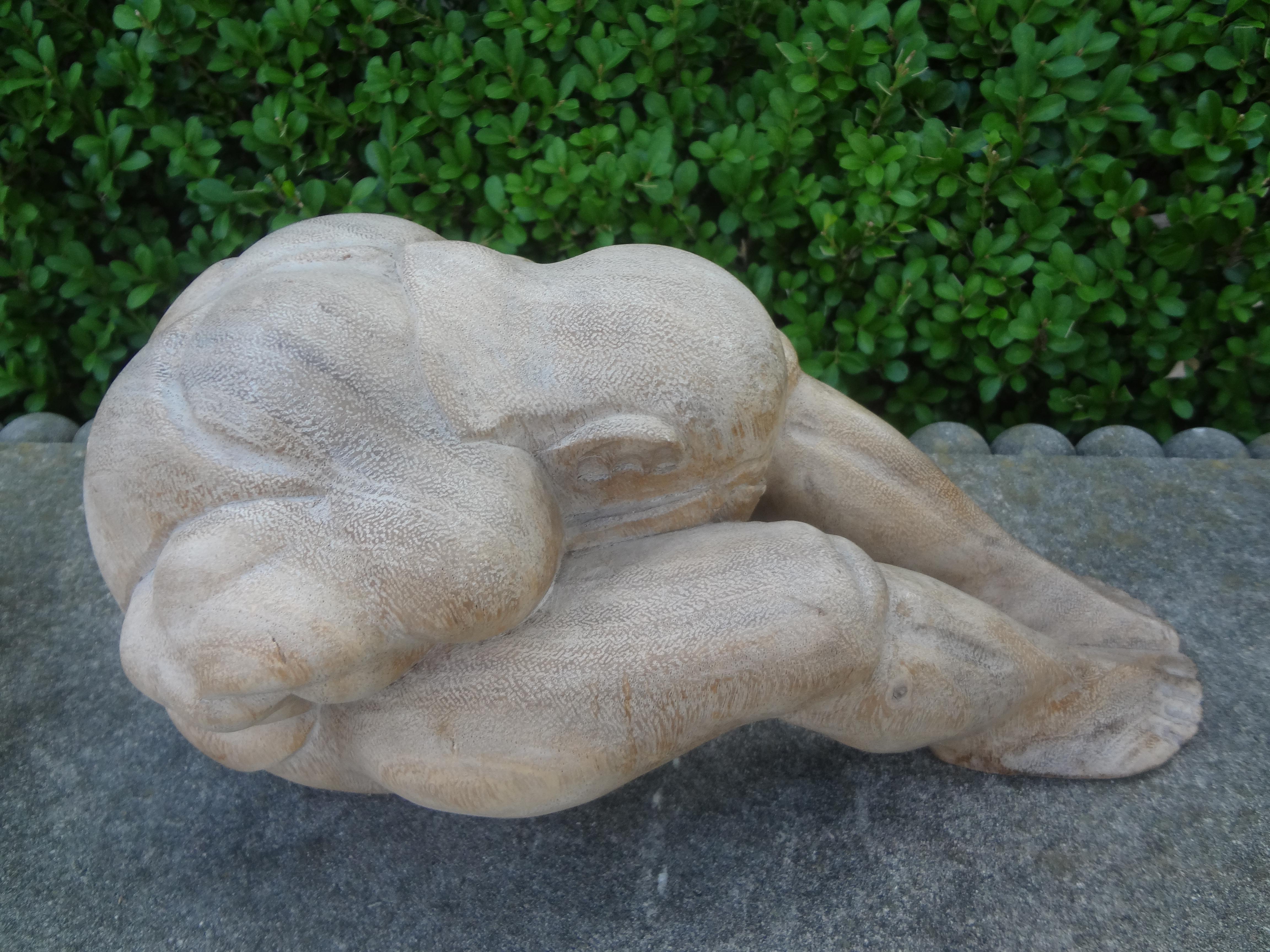 Set of Asian Carved Wood Zen Figures For Sale 4