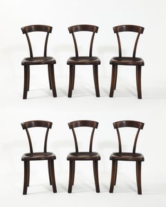 Set of Carved Mahogany Dining Chairs After Alexandre Noll, France 1960's