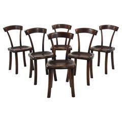 Set of Carved Mahogany Dining Chairs After Alexandre Noll, France 1960's