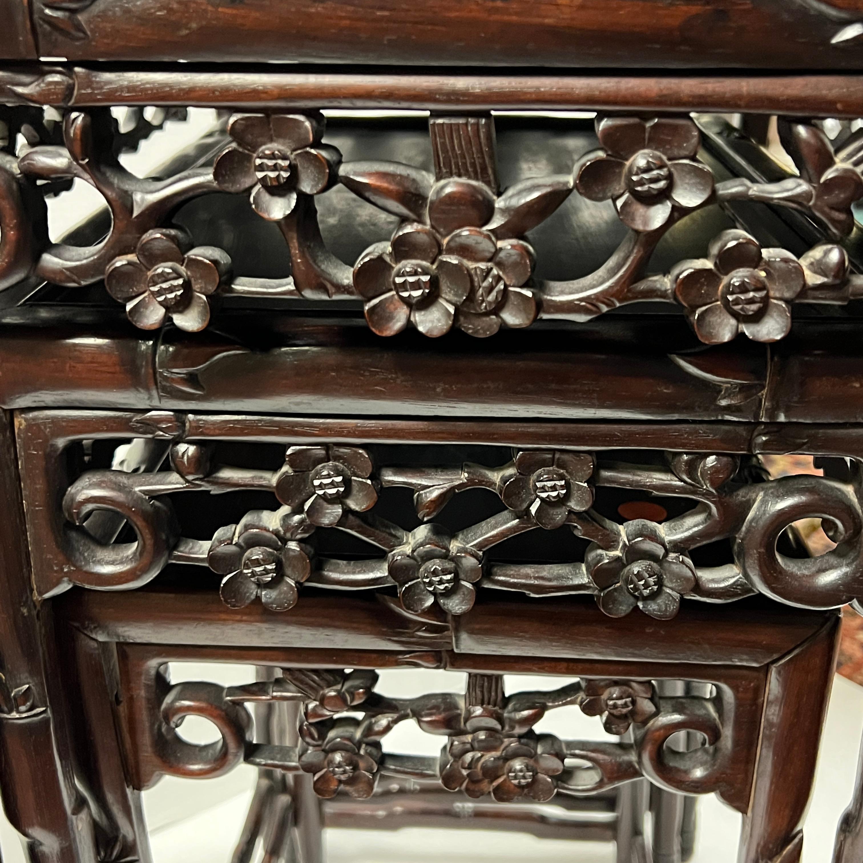 Set of Carved Rosewood Chinese Nesting Tables 8