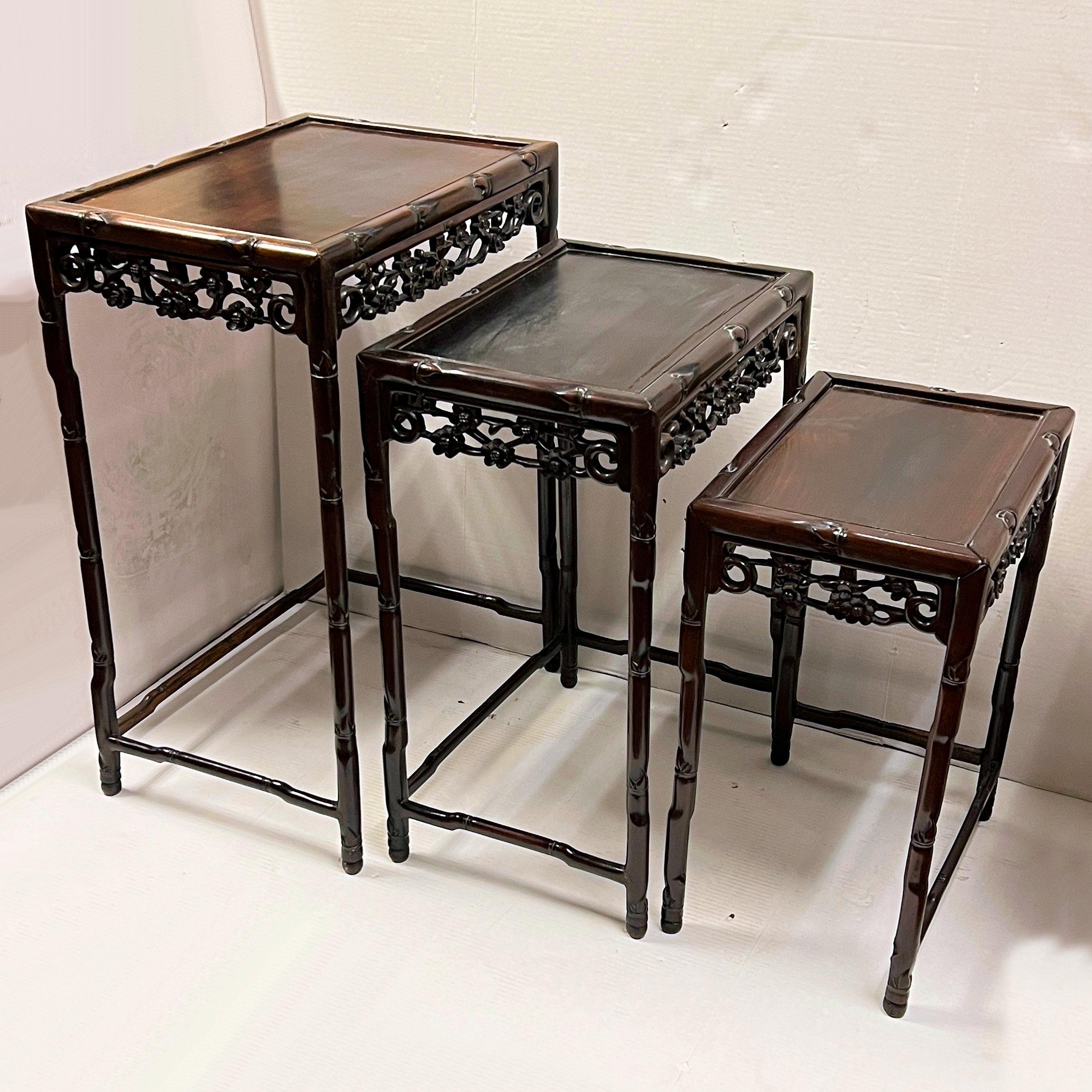 Set of Carved Rosewood Chinese Nesting Tables 10