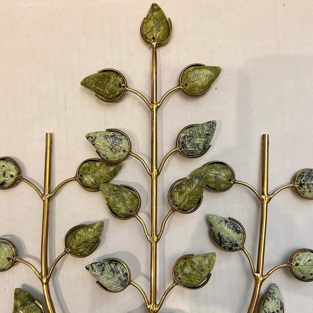 French Set of Carved Semi Precious Stone Sconces