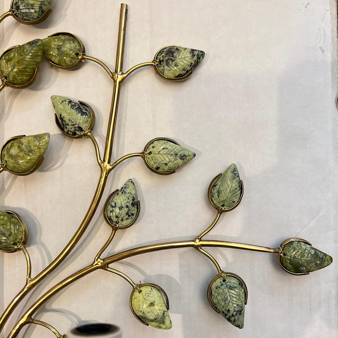 Set of Carved Semi Precious Stone Sconces In Good Condition In New York, NY