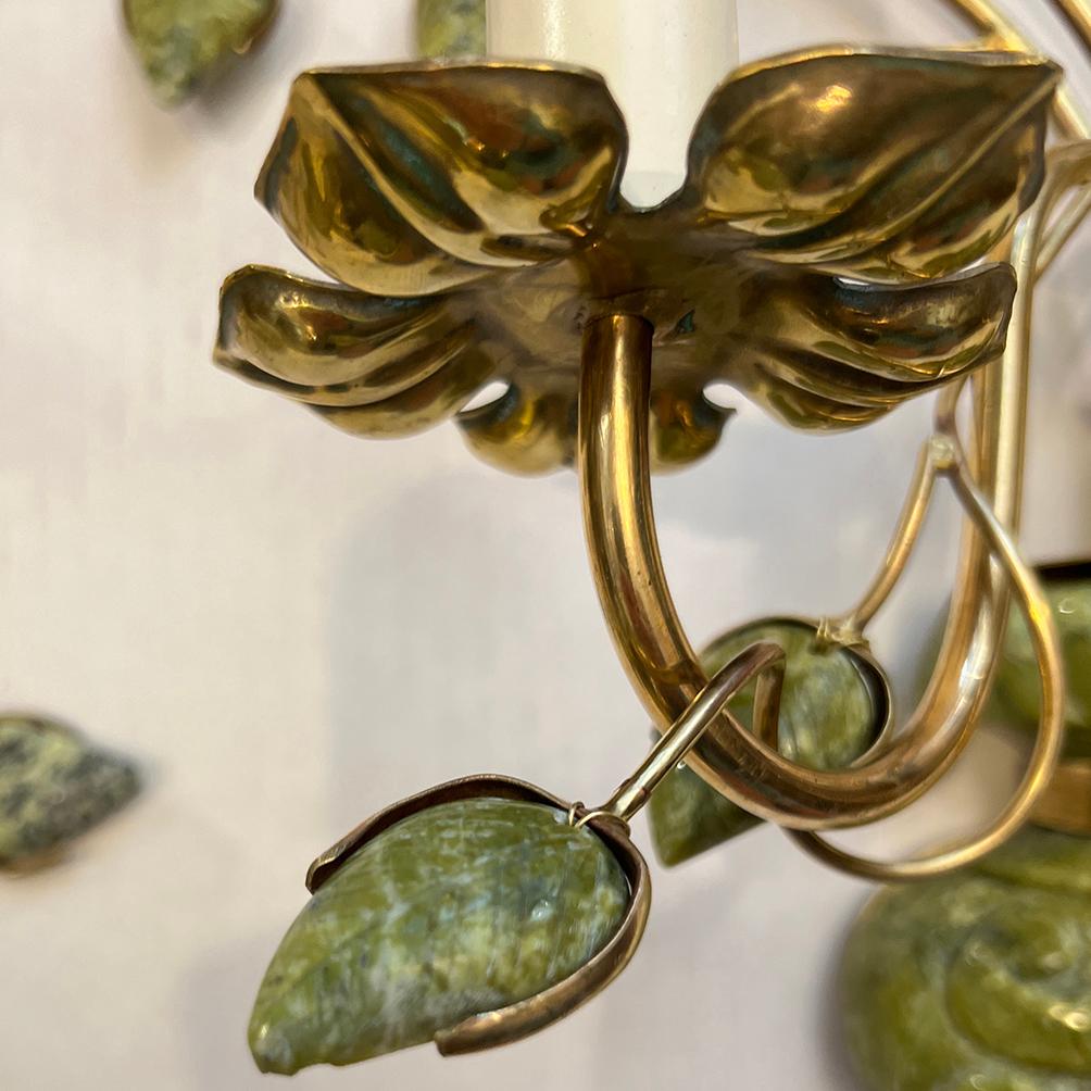 Mid-20th Century Set of Carved Semi Precious Stone Sconces