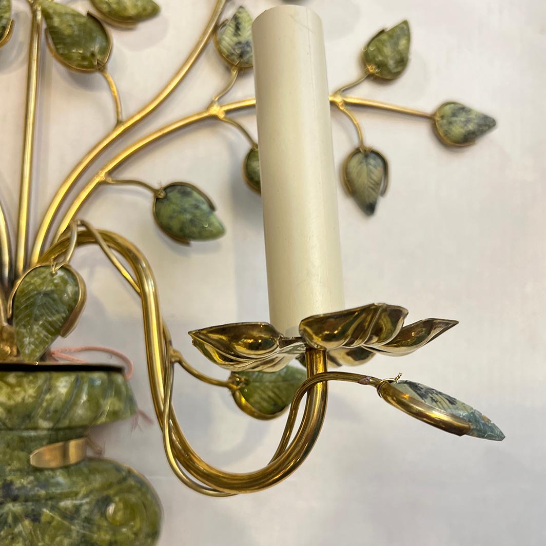 Set of Carved Semi Precious Stone Sconces 1