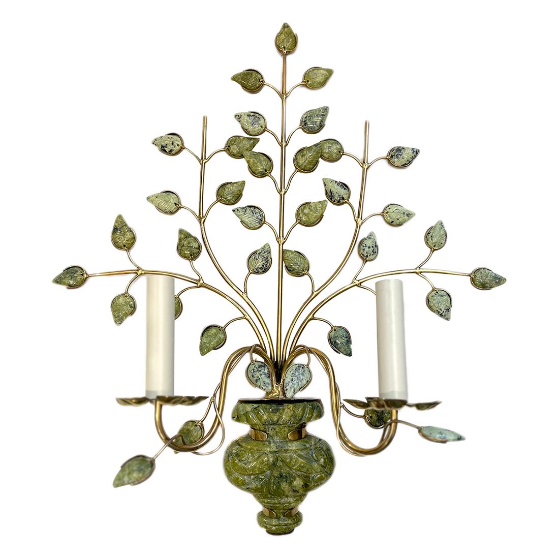 Set of Carved Semi Precious Stone Sconces 2