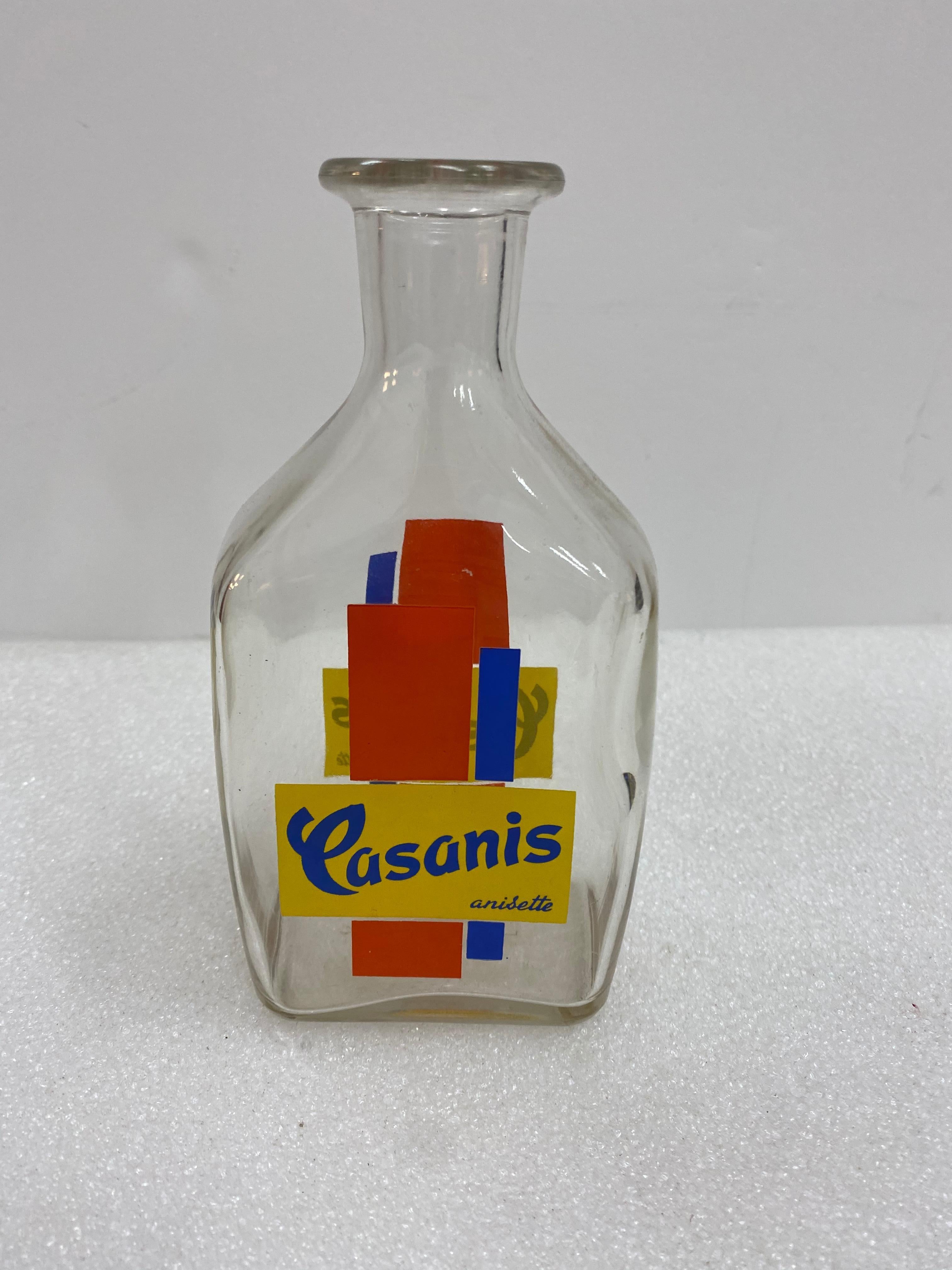 Hand-Painted Set of Casanis Antisette Liqueur Glasses and Water Decanter