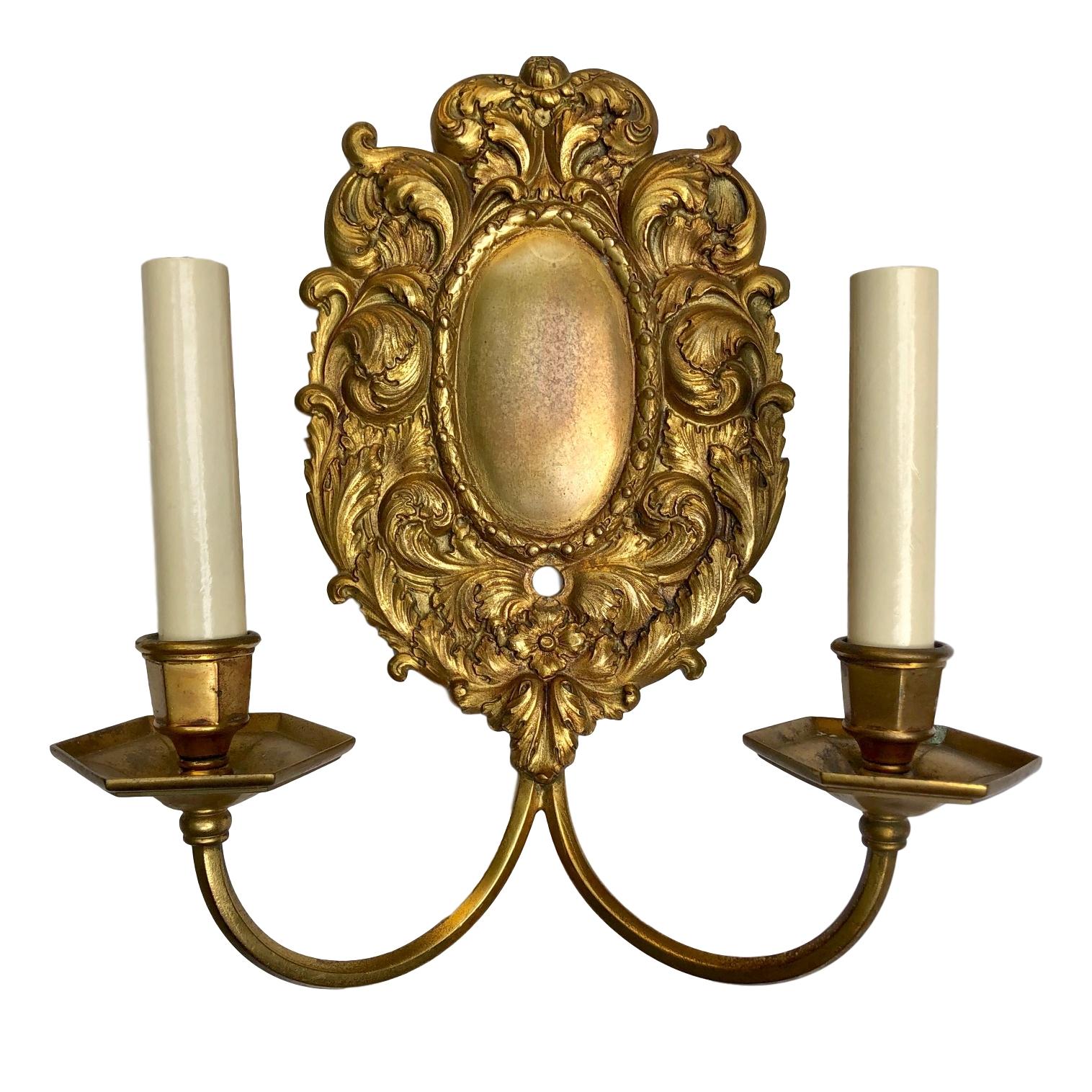 Early 20th Century Set of Cast Bronze Caldwell Sconces, Sold in Pairs For Sale