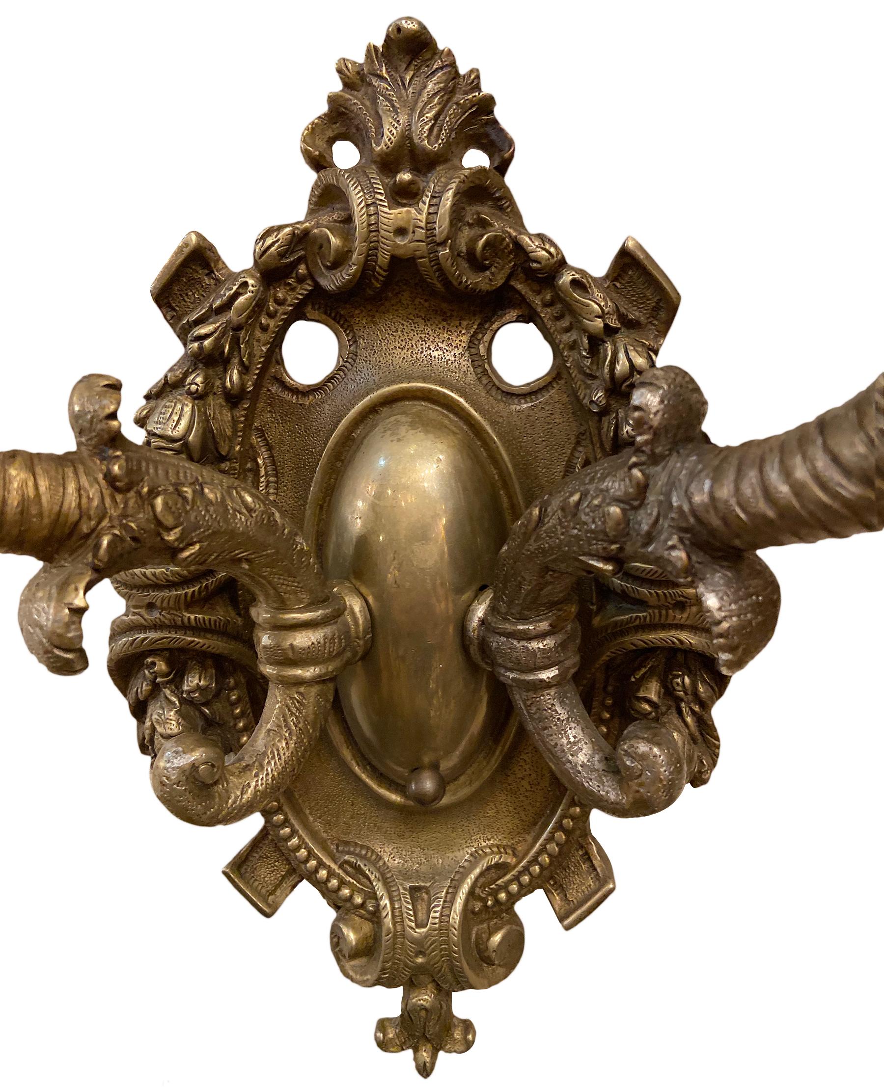 American Patinated Bronze Neoclassic Sconces For Sale
