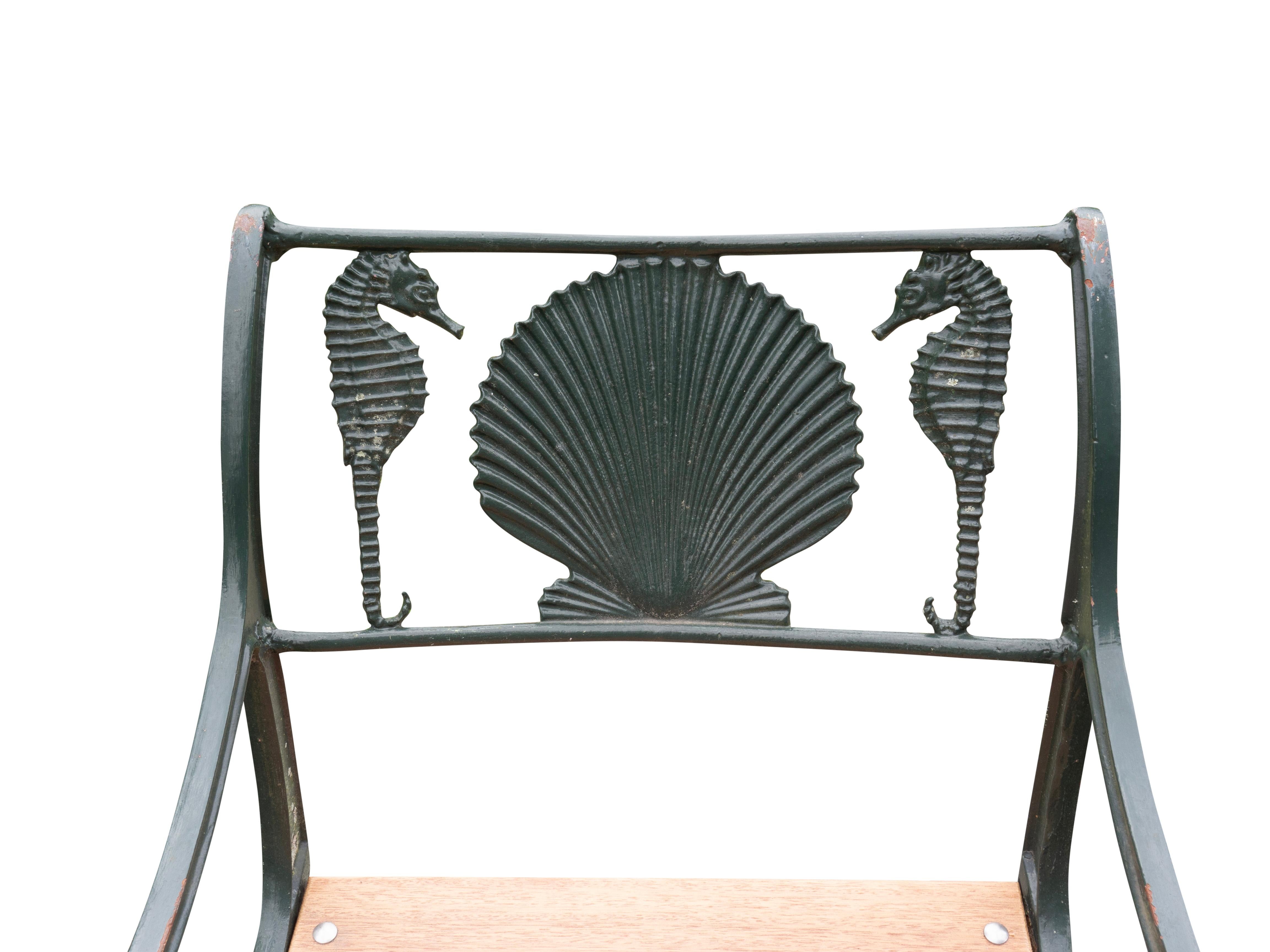 Set Of Cast Iron And Aluminum Shell And Seahorse Garden Furniture 5