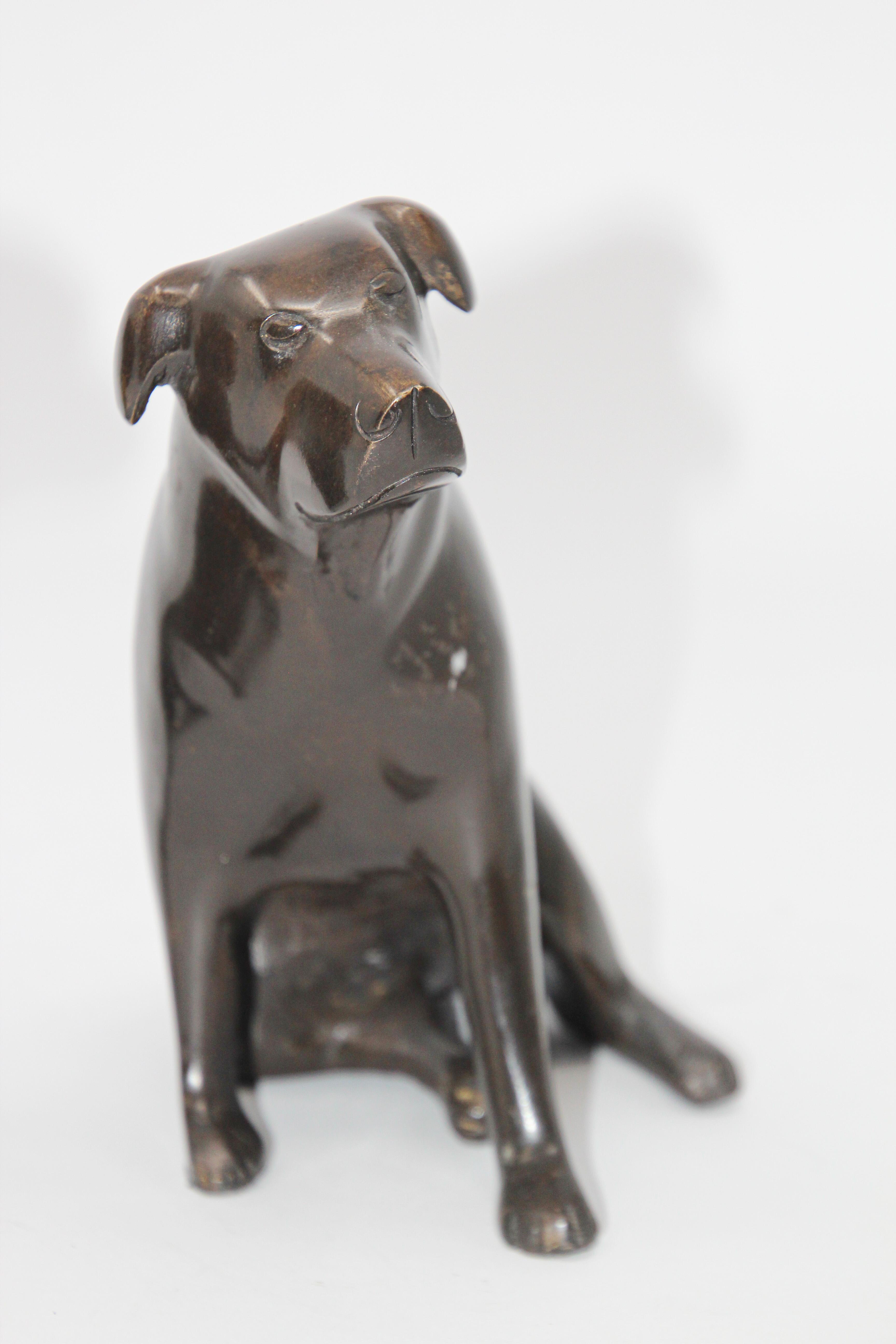 Set of Cast Metal Sculpture of Labrador Dogs Bookends 6