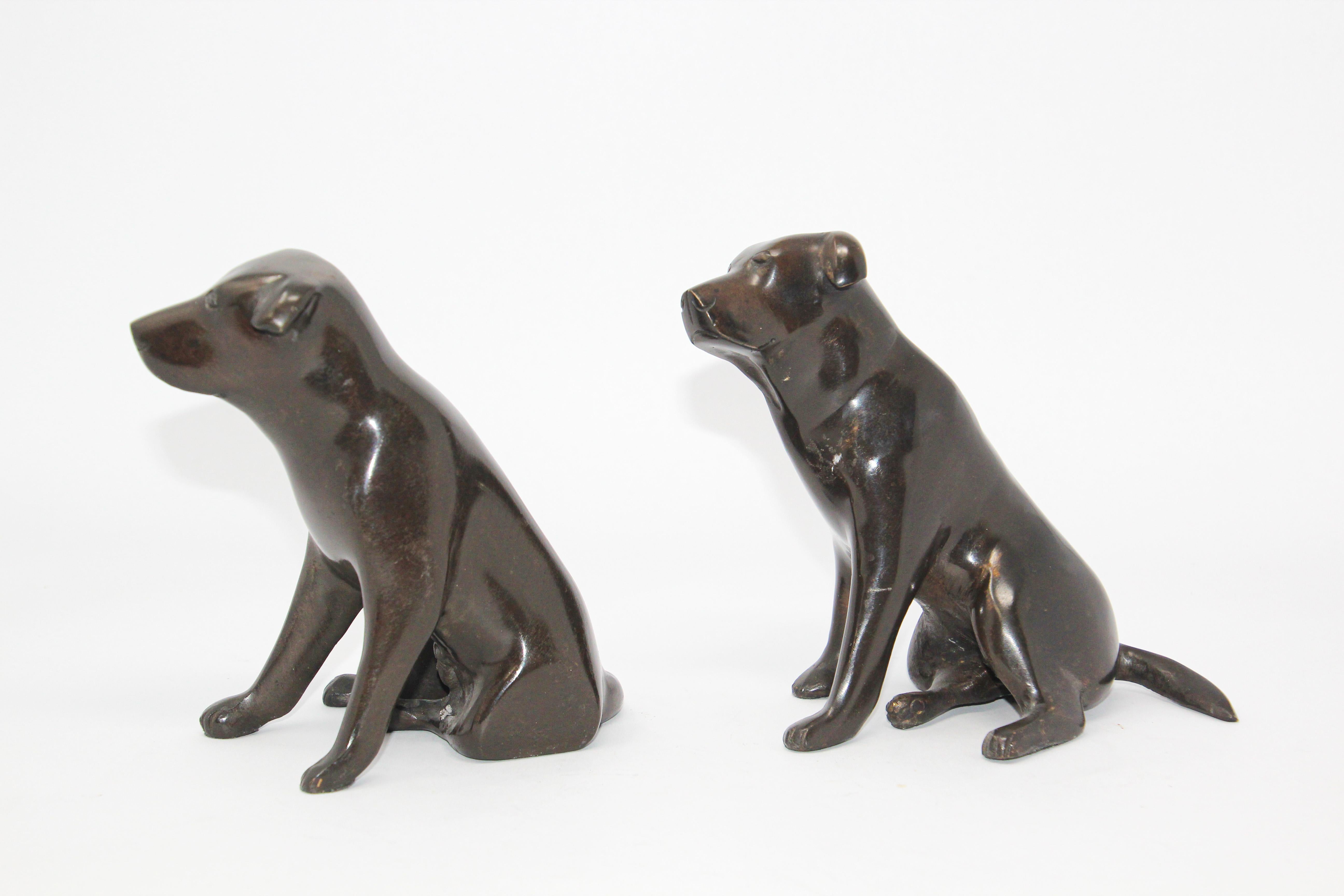 Set of Cast Metal Sculpture of Labrador Dogs Bookends 7