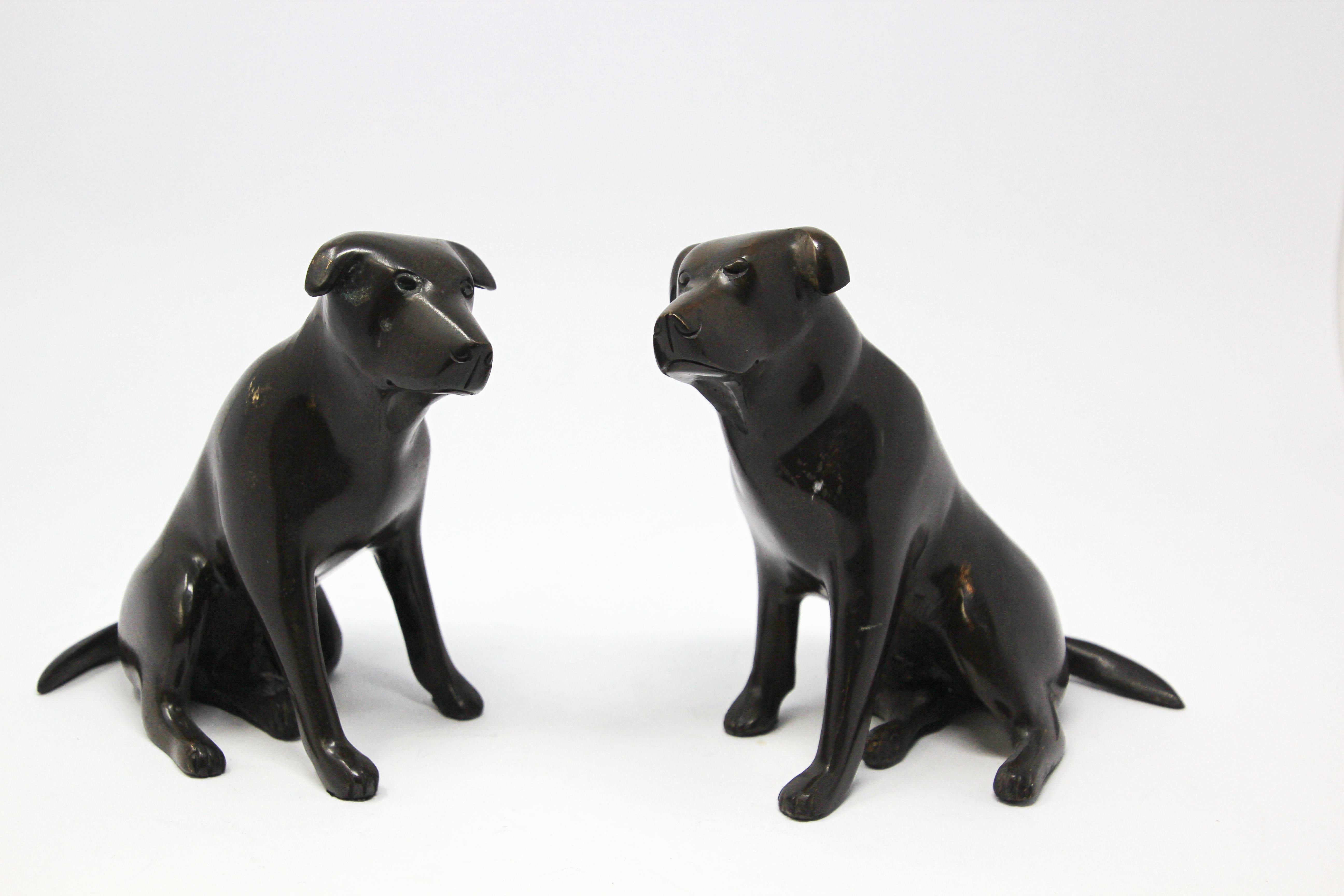 Set of Cast Metal Sculpture of Labrador Dogs Bookends In Good Condition In North Hollywood, CA